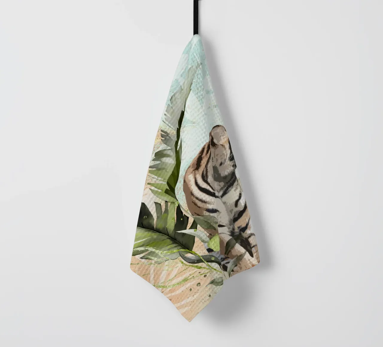 Tiger with Leaf canovaccio da cucina da lazydaypaper