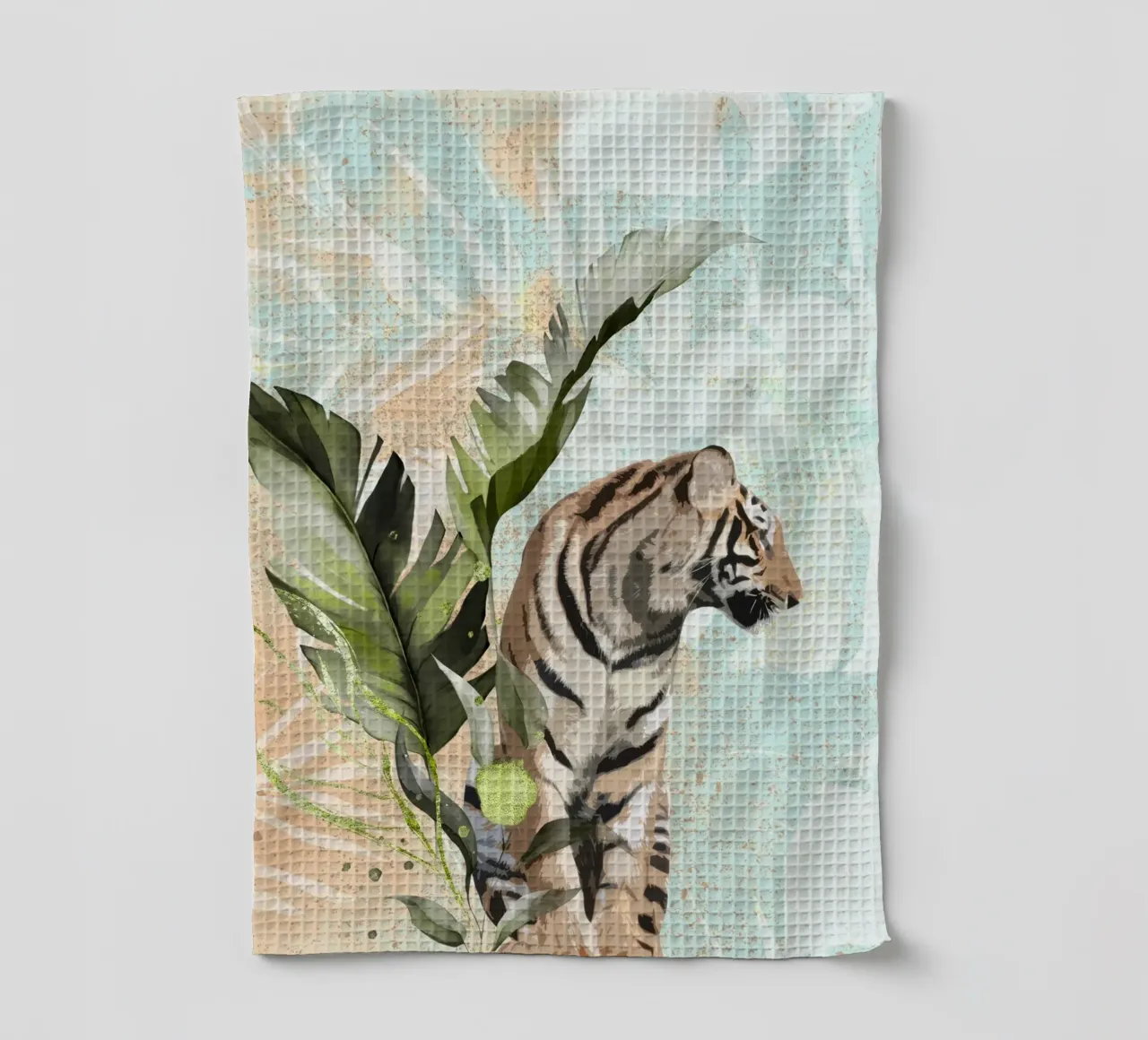 Tiger with Leaf canovaccio da cucina da lazydaypaper