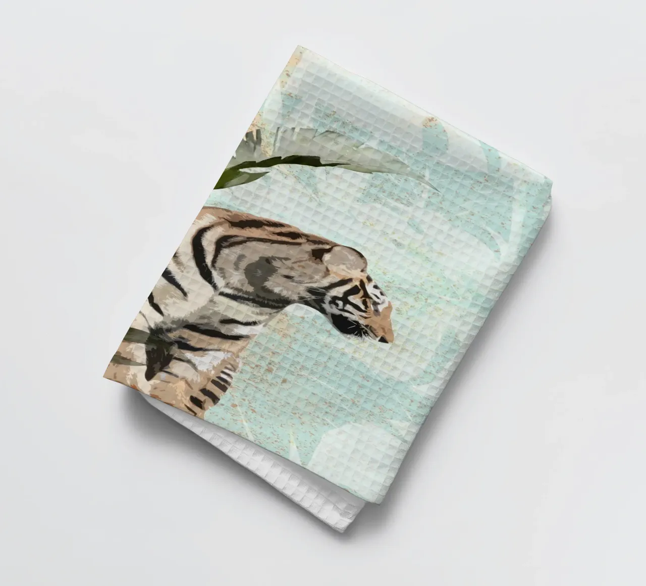 Tiger with Leaf canovaccio da cucina da lazydaypaper