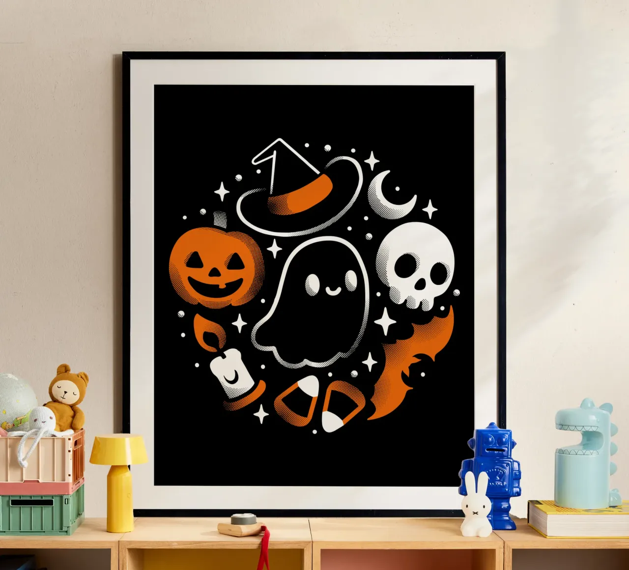 Cose spaventose e carine poster con telaio in legno da LM2KONE