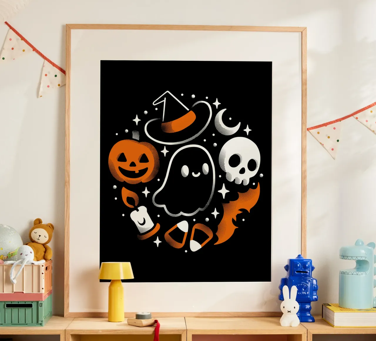 Cose spaventose e carine poster con telaio in legno da LM2KONE