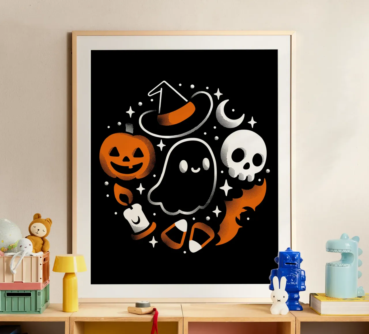 Cose spaventose e carine poster con telaio in legno da LM2KONE