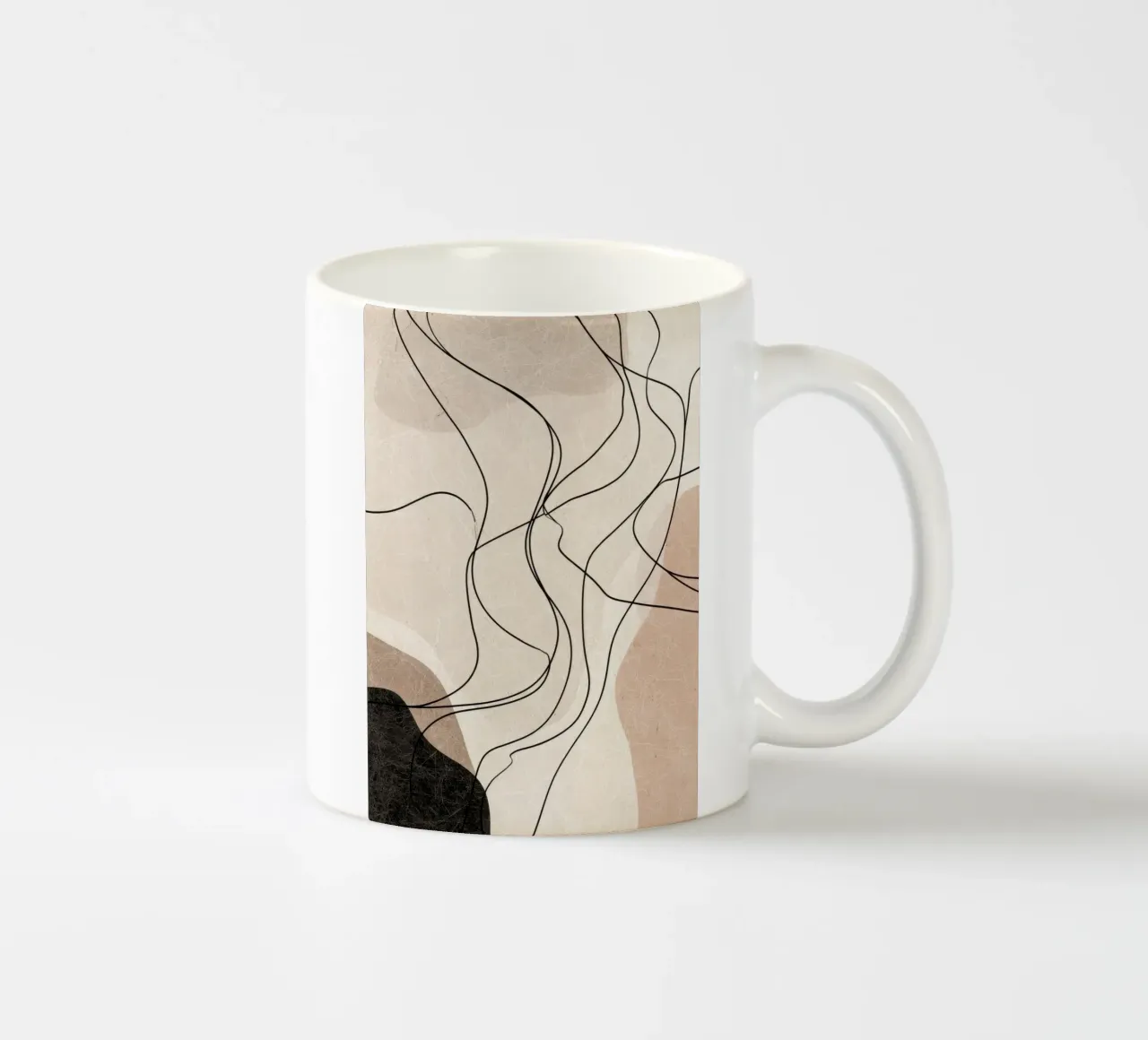 Linee astratte minimaliste con forme morbide e neutre tazza in ceramica da Artbyvo