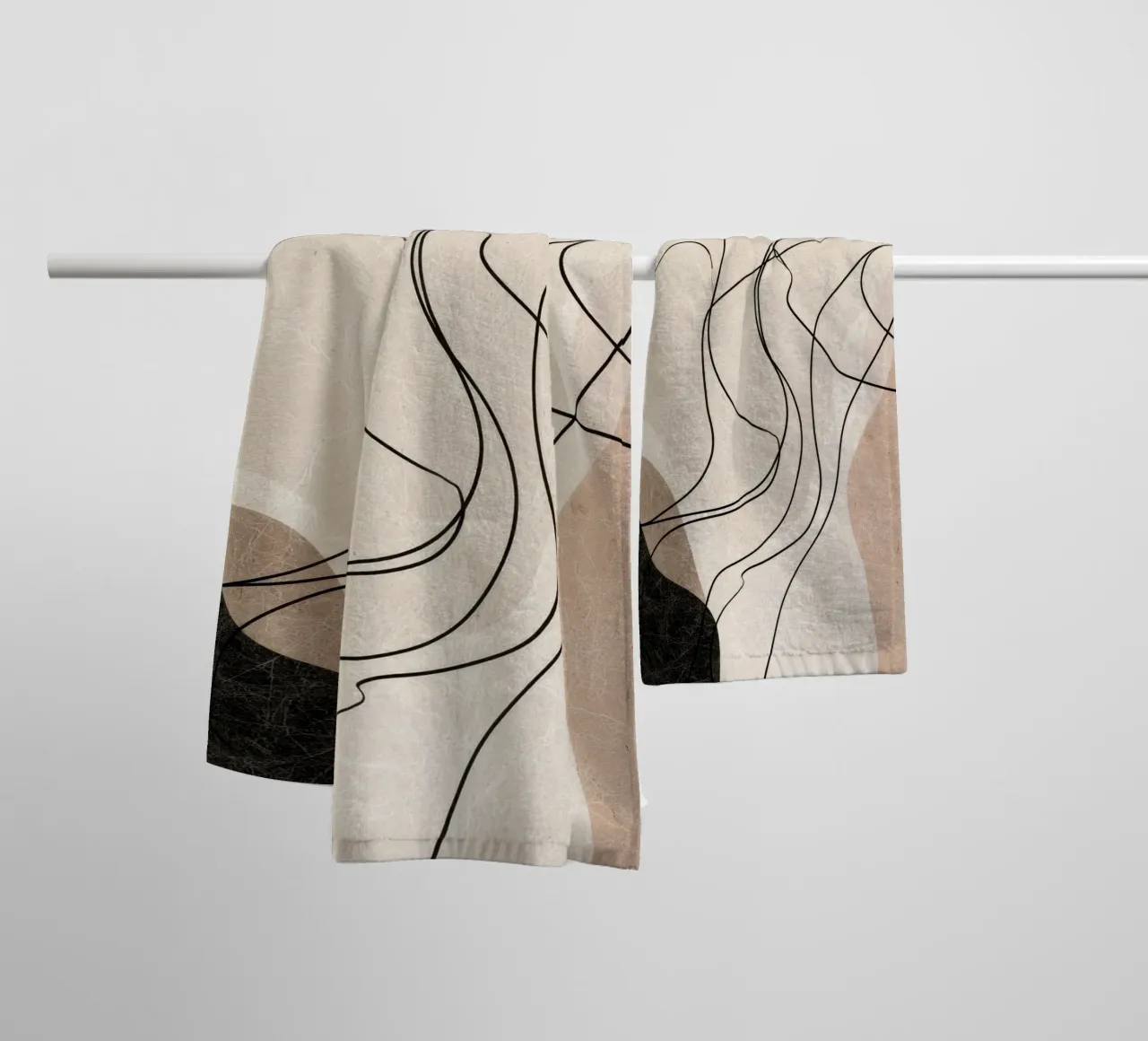 Abstract Minimalist Lines with Soft Neutral Shapes towel by Artbyvo