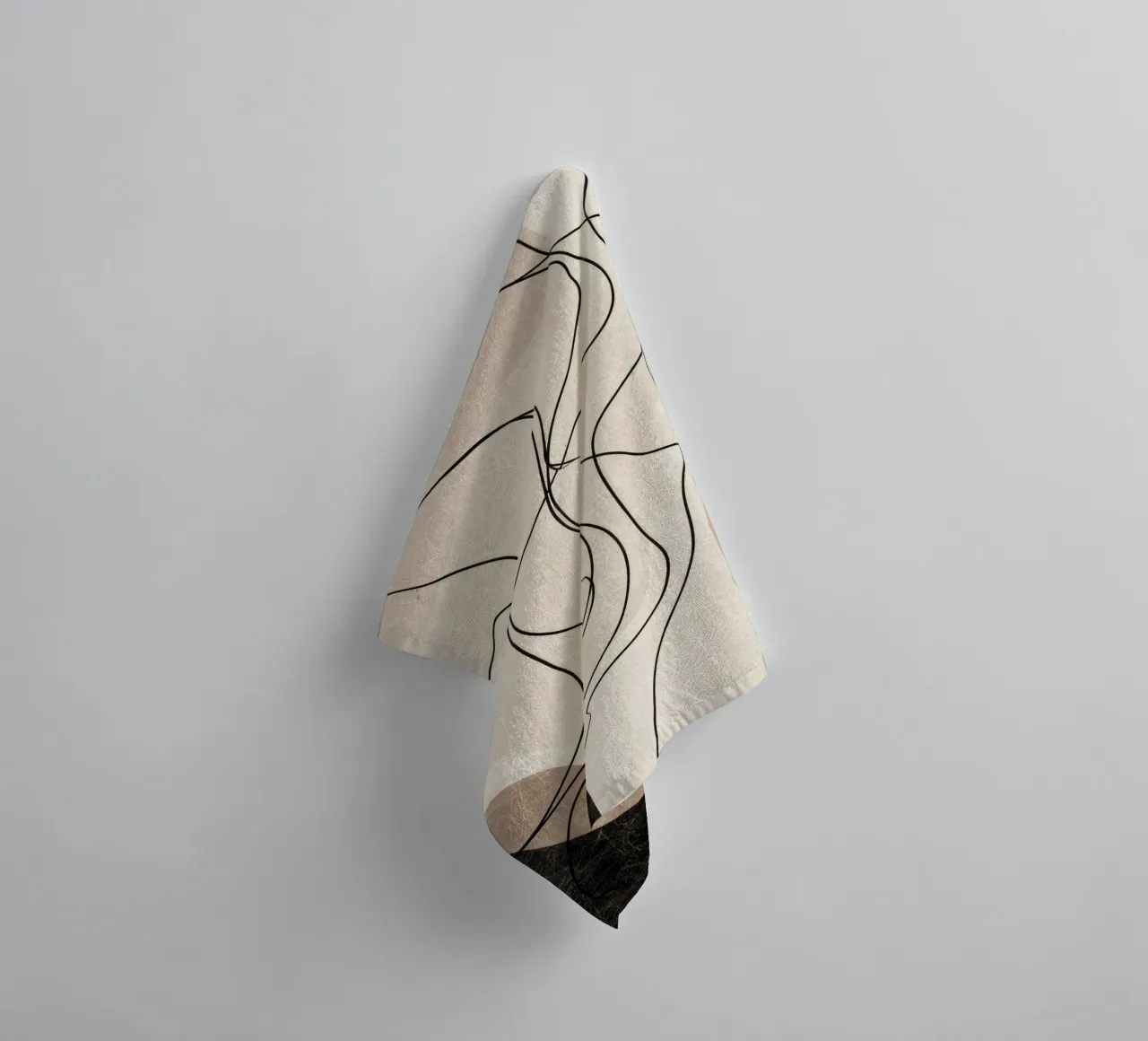 Abstract Minimalist Lines with Soft Neutral Shapes towel by Artbyvo