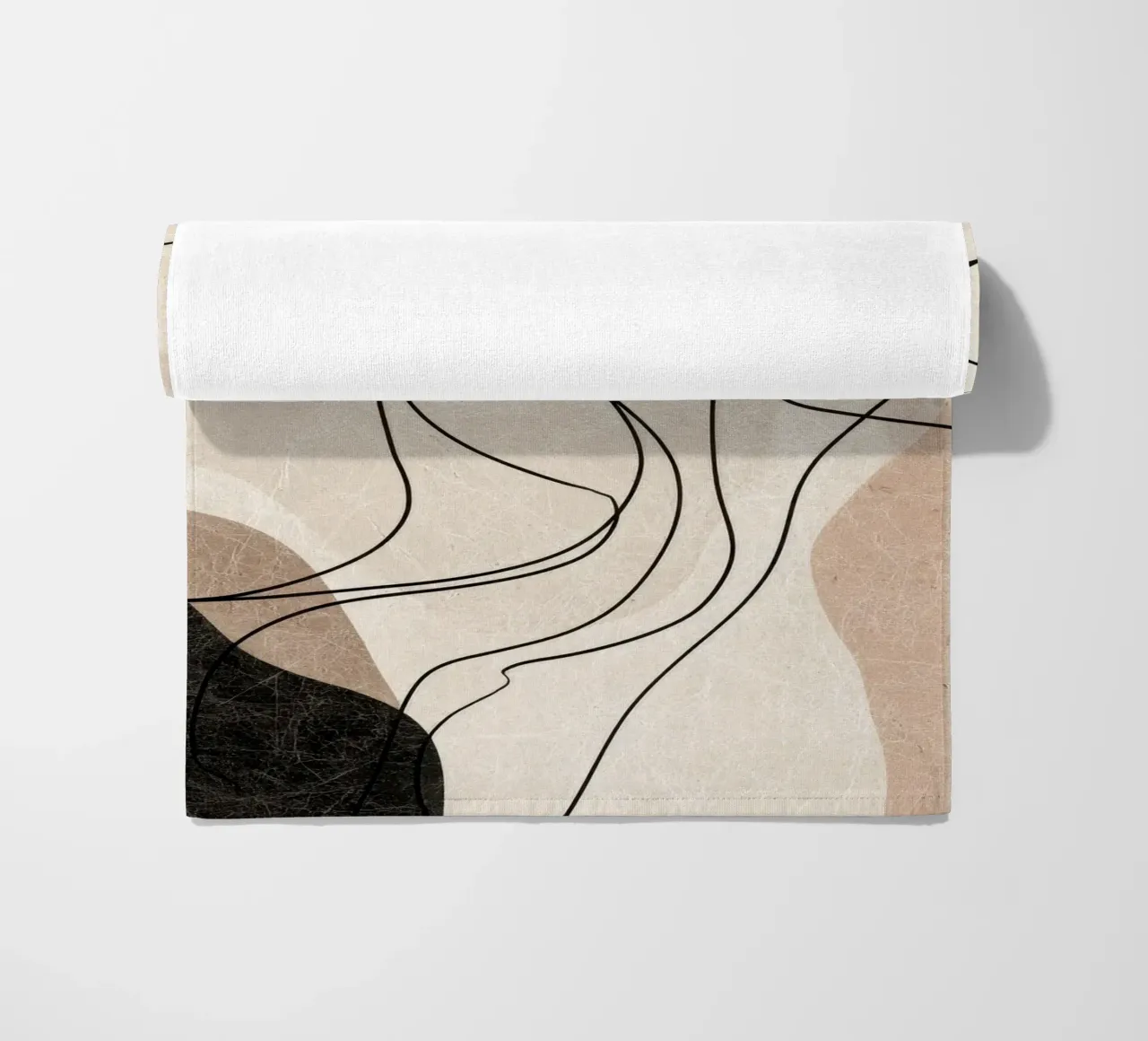 Linee astratte minimaliste con forme morbide e neutre telo mare da Artbyvo