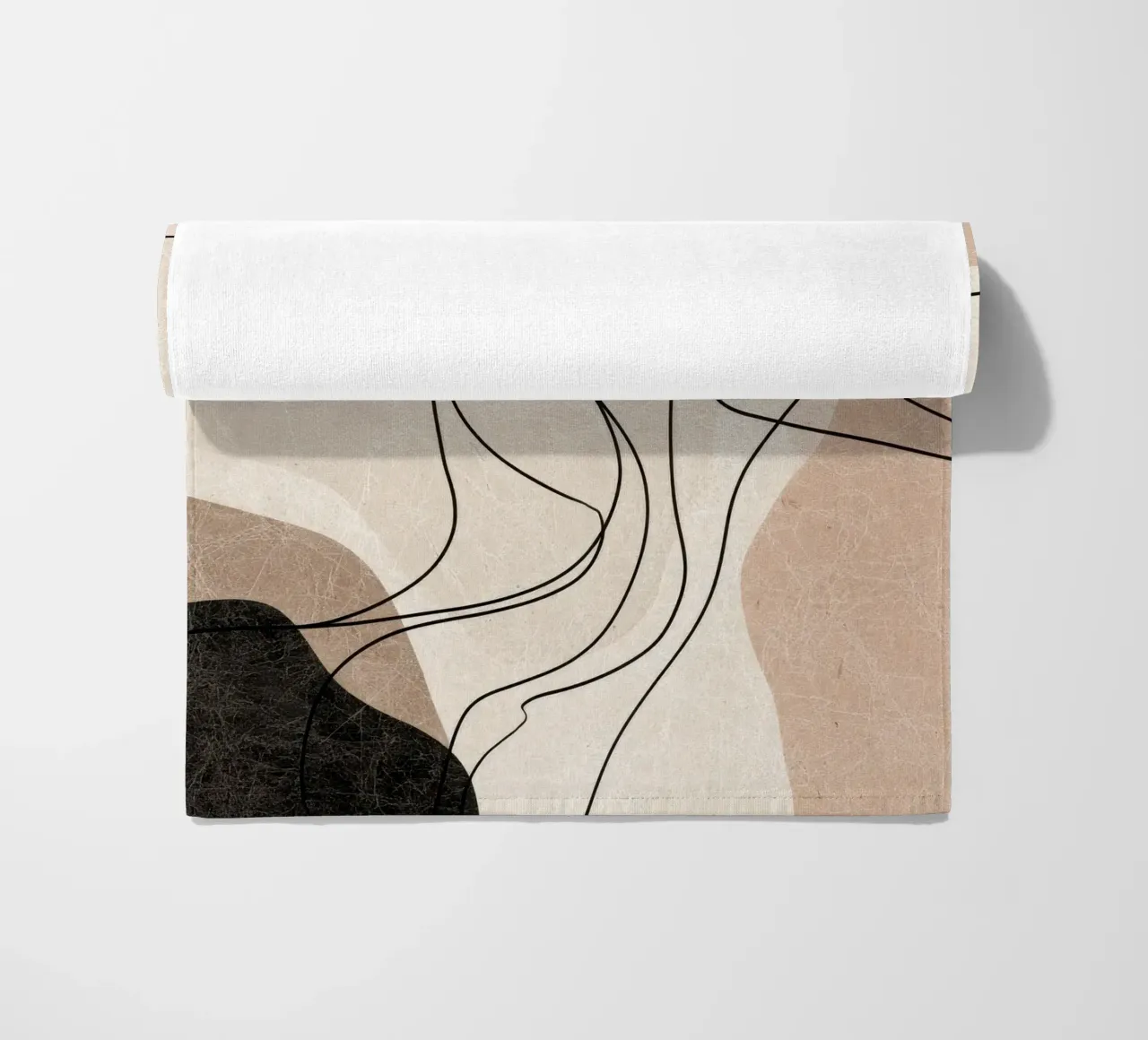 Linee astratte minimaliste con forme morbide e neutre telo mare da Artbyvo
