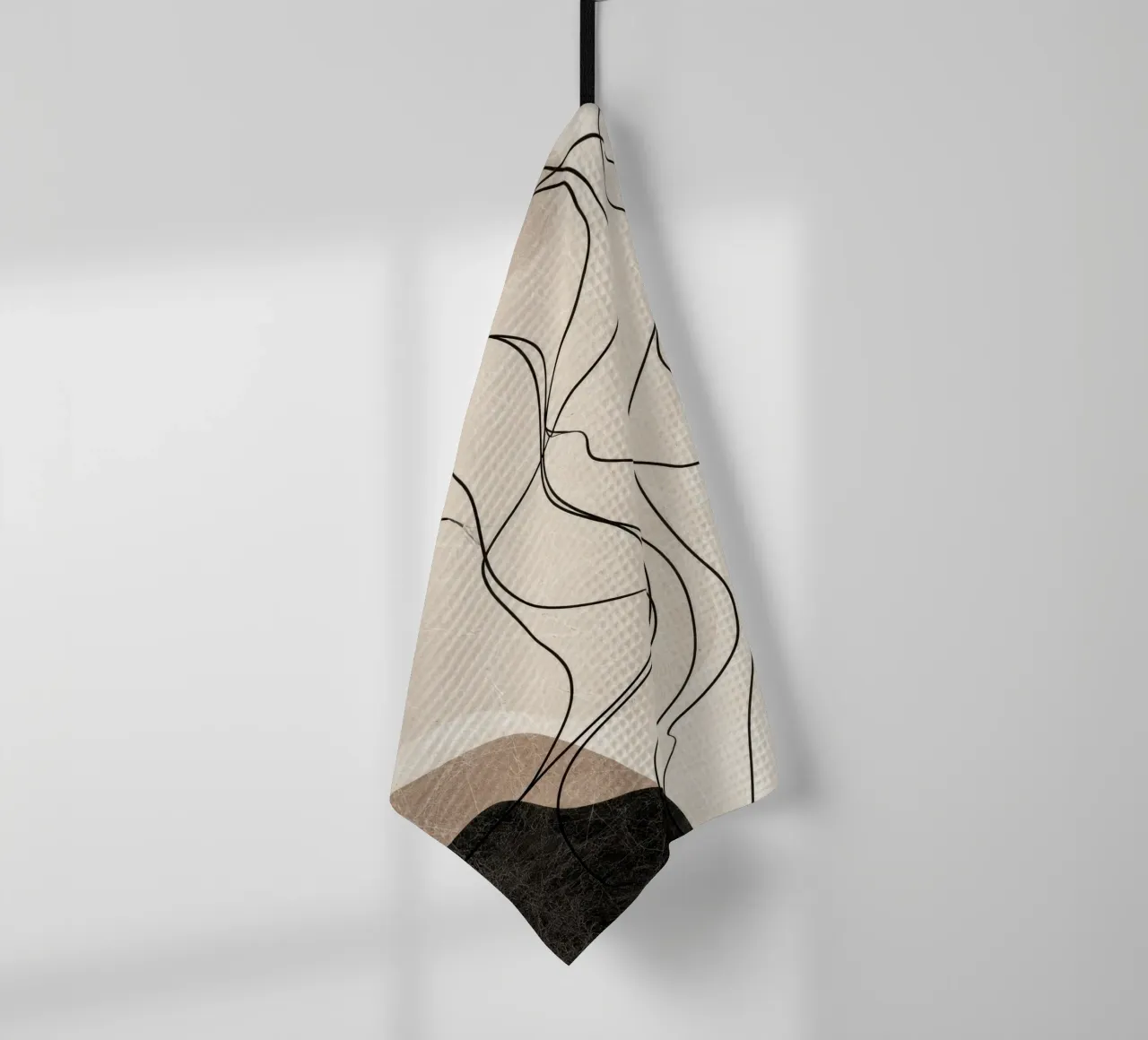Linee astratte minimaliste con forme morbide e neutre canovaccio da cucina da Artbyvo