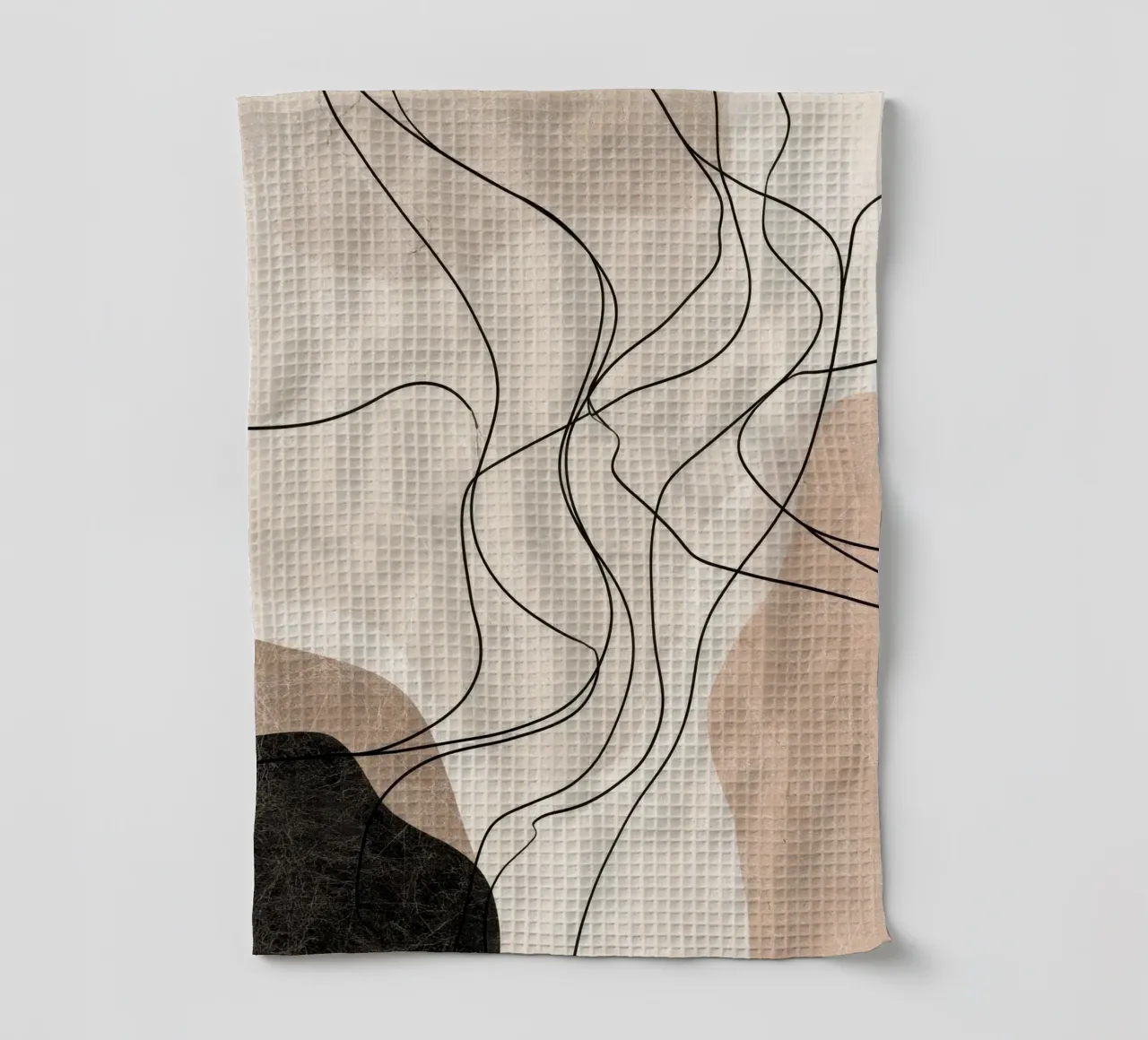 Linee astratte minimaliste con forme morbide e neutre canovaccio da cucina da Artbyvo