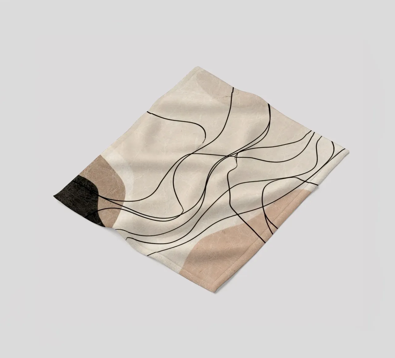 Linee astratte minimaliste con forme morbide e neutre coperta in pile da Artbyvo