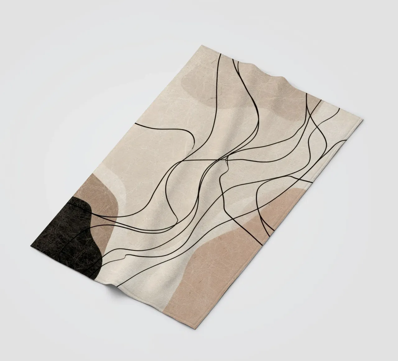 Linee astratte minimaliste con forme morbide e neutre coperta in pile da Artbyvo