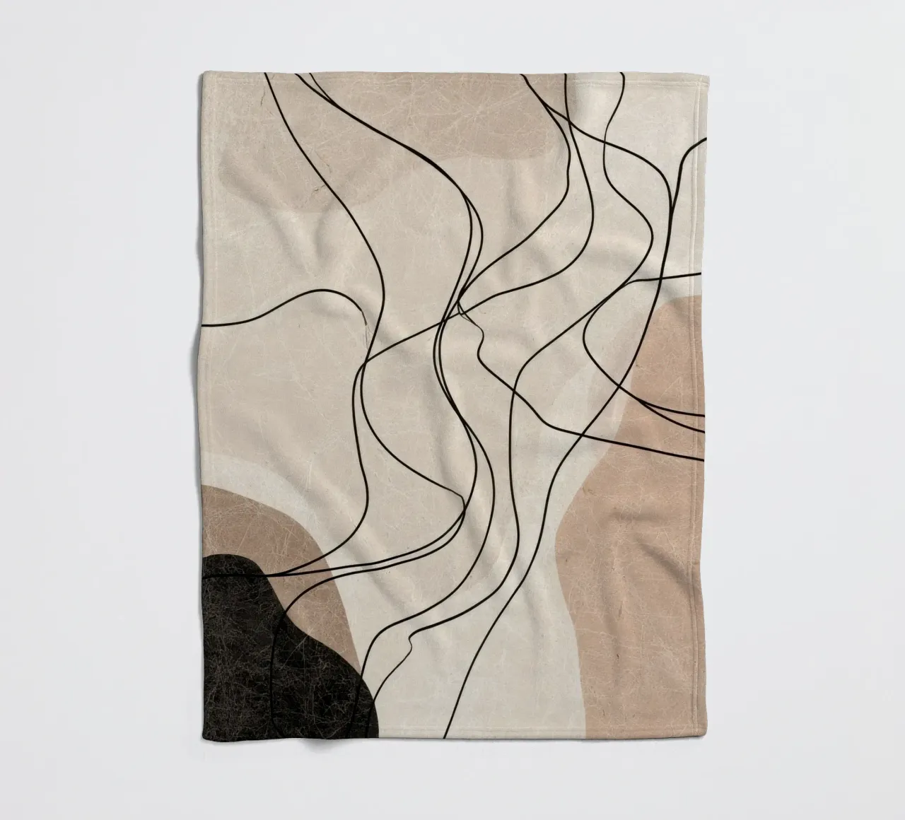 Linee astratte minimaliste con forme morbide e neutre coperta in pile da Artbyvo