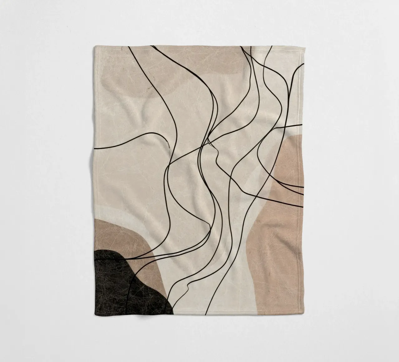 Linee astratte minimaliste con forme morbide e neutre coperta in pile da Artbyvo