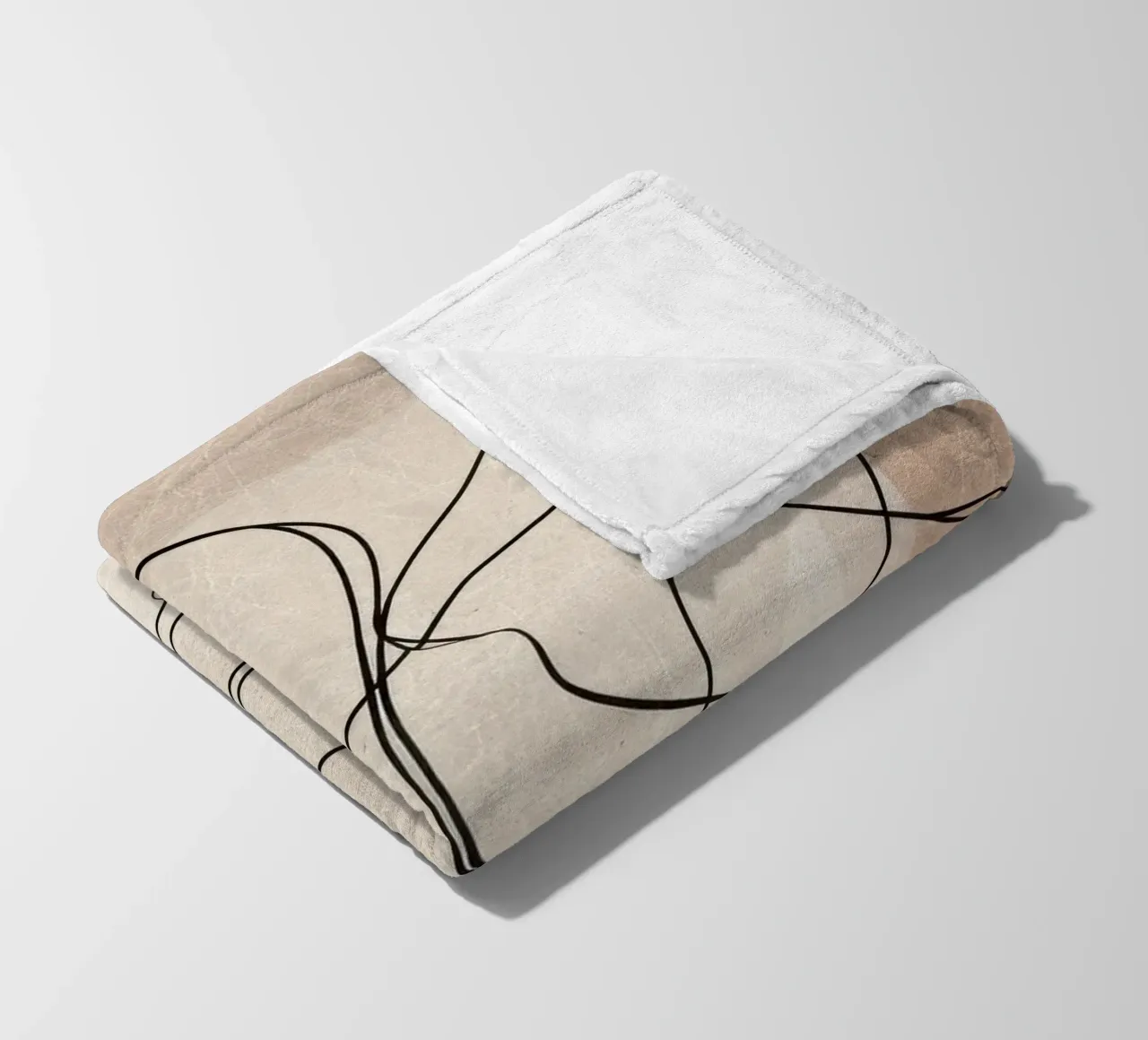 Linee astratte minimaliste con forme morbide e neutre coperta in pile da Artbyvo