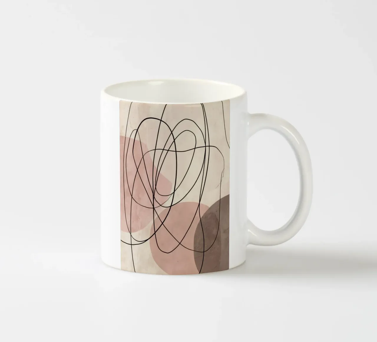 Linee astratte minimaliste con morbide forme rosa tazza in ceramica da Artbyvo