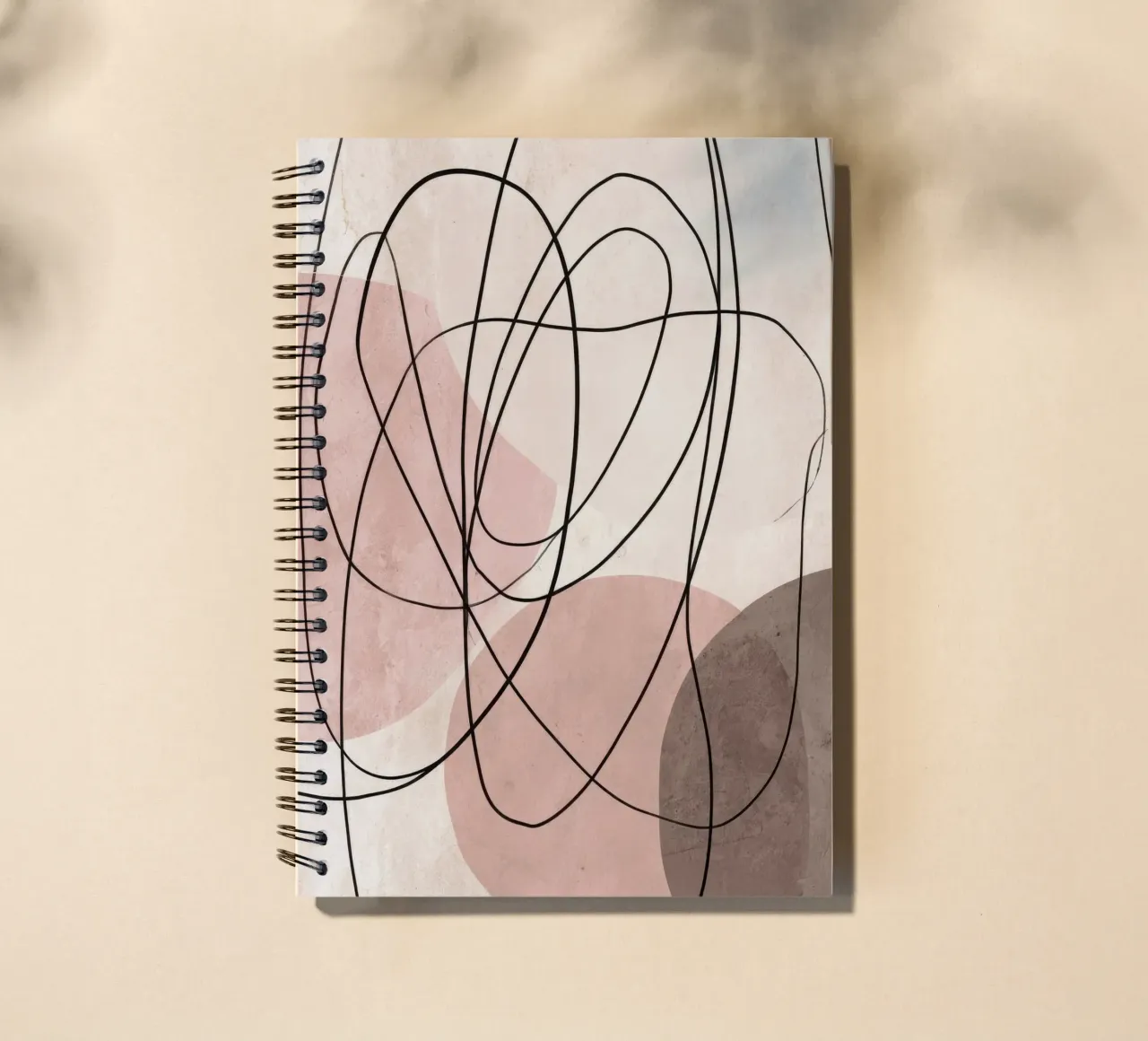 Minimalist Abstract Lines with Soft Pink Shapes spiral notebook by Artbyvo
