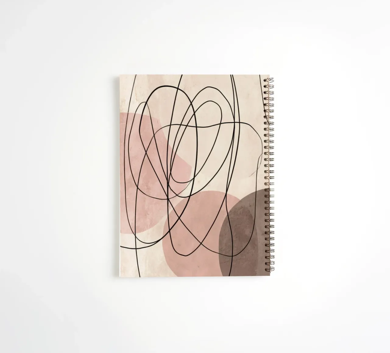 Minimalist Abstract Lines with Soft Pink Shapes spiral notebook by Artbyvo