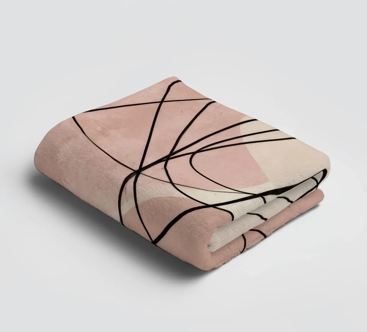 Minimalist Abstract Lines with Soft Pink Shapes towel by Artbyvo