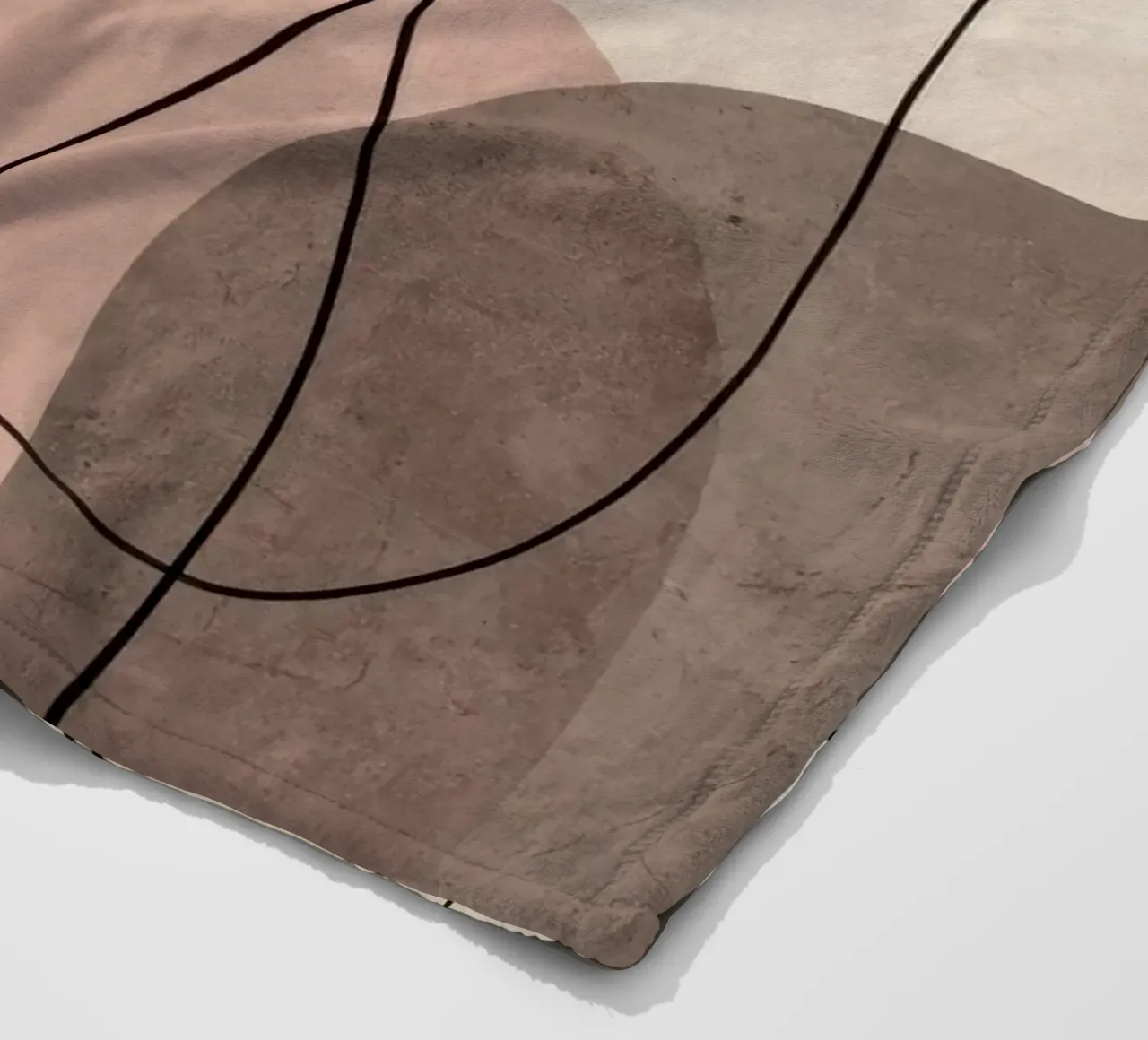 Linee astratte minimaliste con morbide forme rosa coperta in pile da Artbyvo