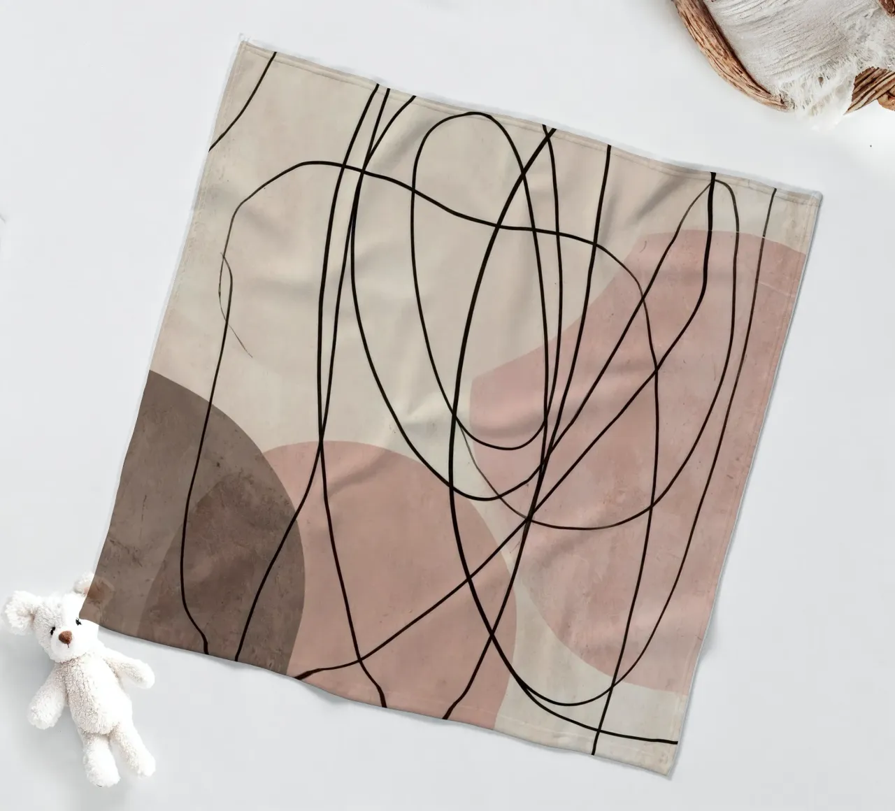 Linee astratte minimaliste con morbide forme rosa coperta in pile da Artbyvo