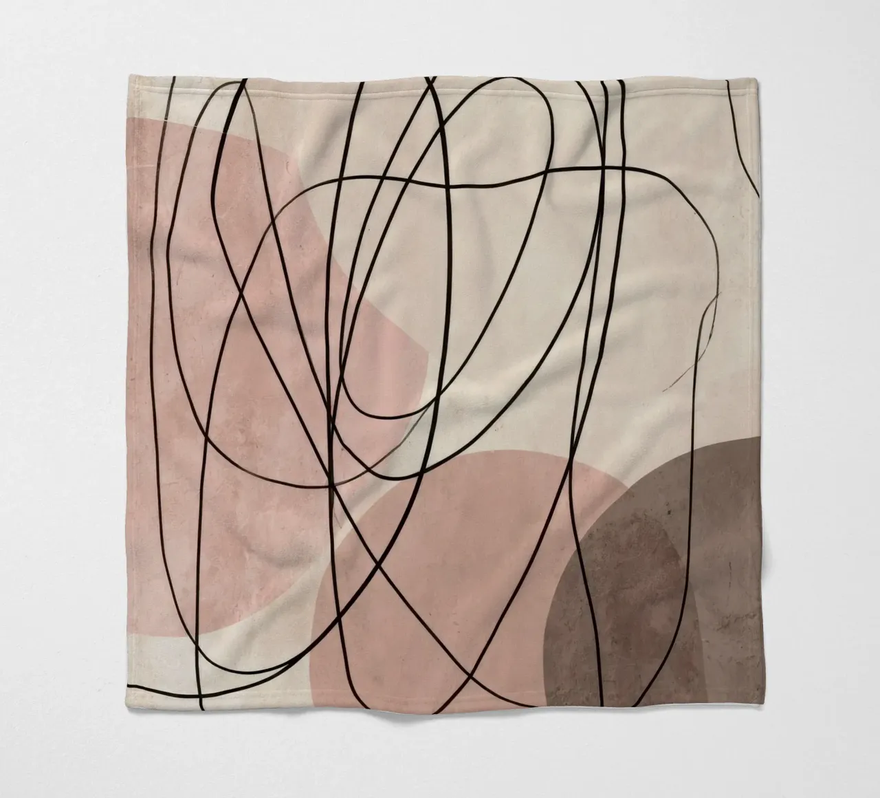Linee astratte minimaliste con morbide forme rosa coperta in pile da Artbyvo