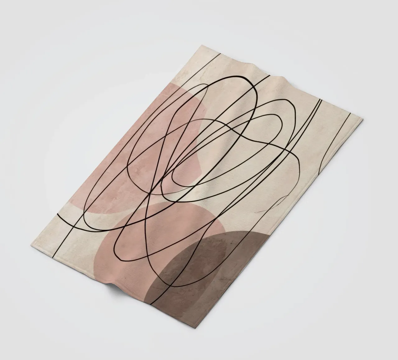Linee astratte minimaliste con morbide forme rosa coperta in pile da Artbyvo