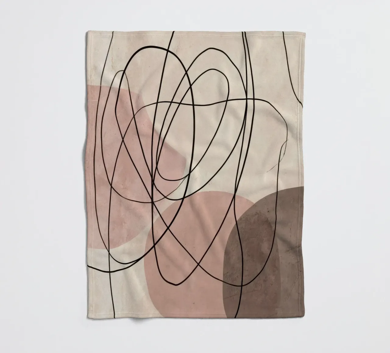 Linee astratte minimaliste con morbide forme rosa coperta in pile da Artbyvo