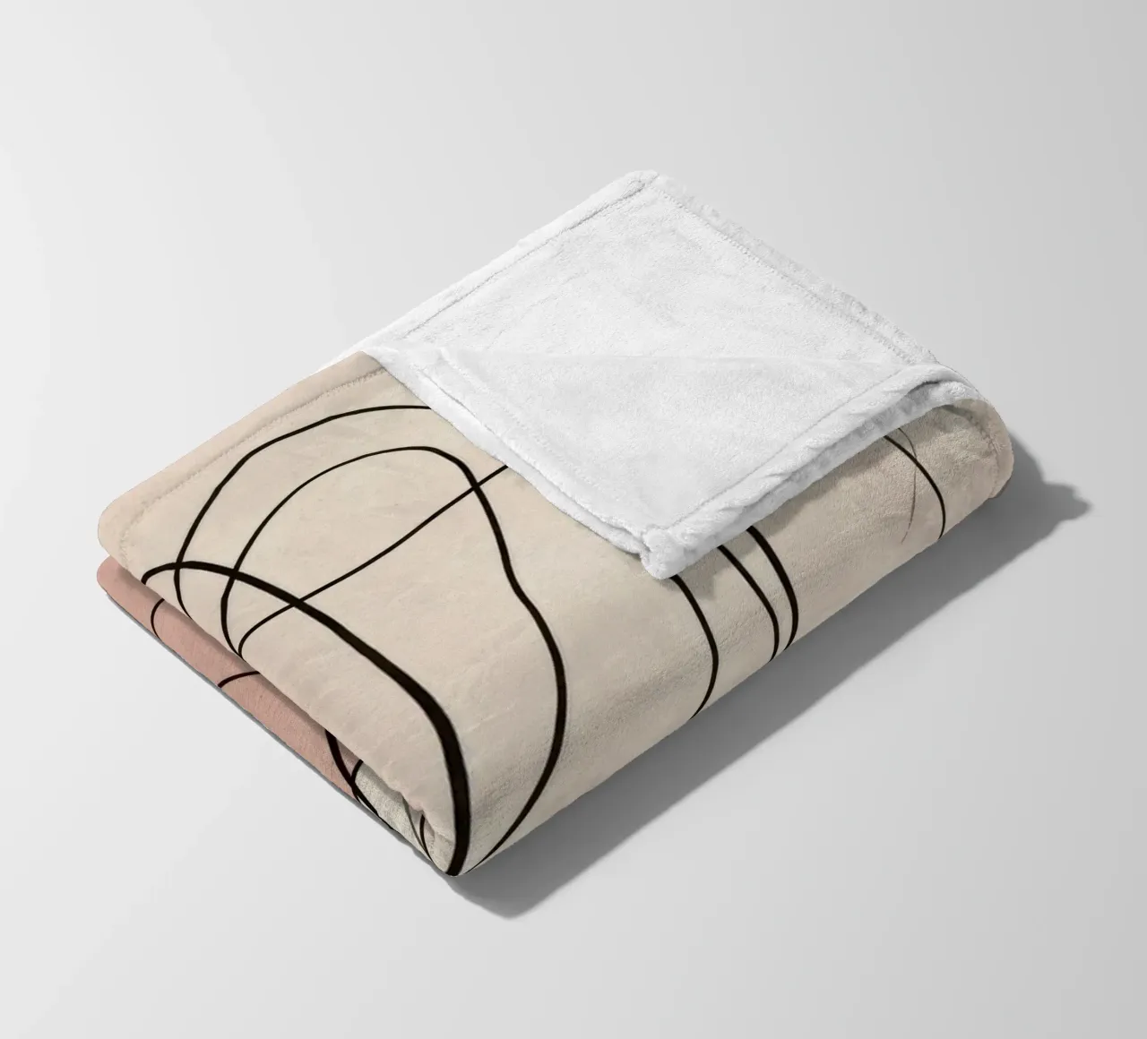 Linee astratte minimaliste con morbide forme rosa coperta in pile da Artbyvo