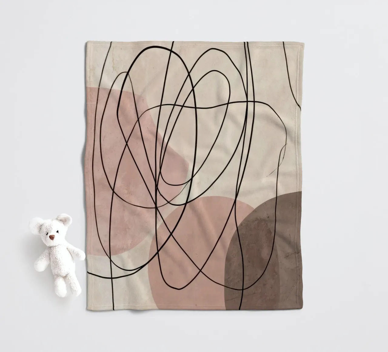 Linee astratte minimaliste con morbide forme rosa coperta in pile da Artbyvo