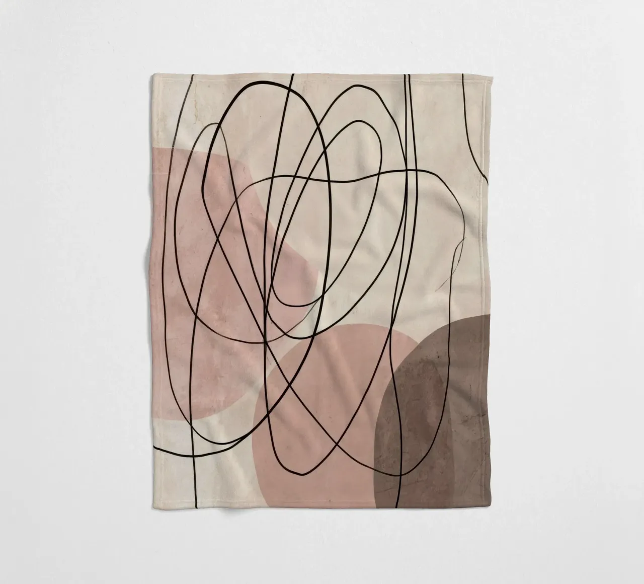 Linee astratte minimaliste con morbide forme rosa coperta in pile da Artbyvo