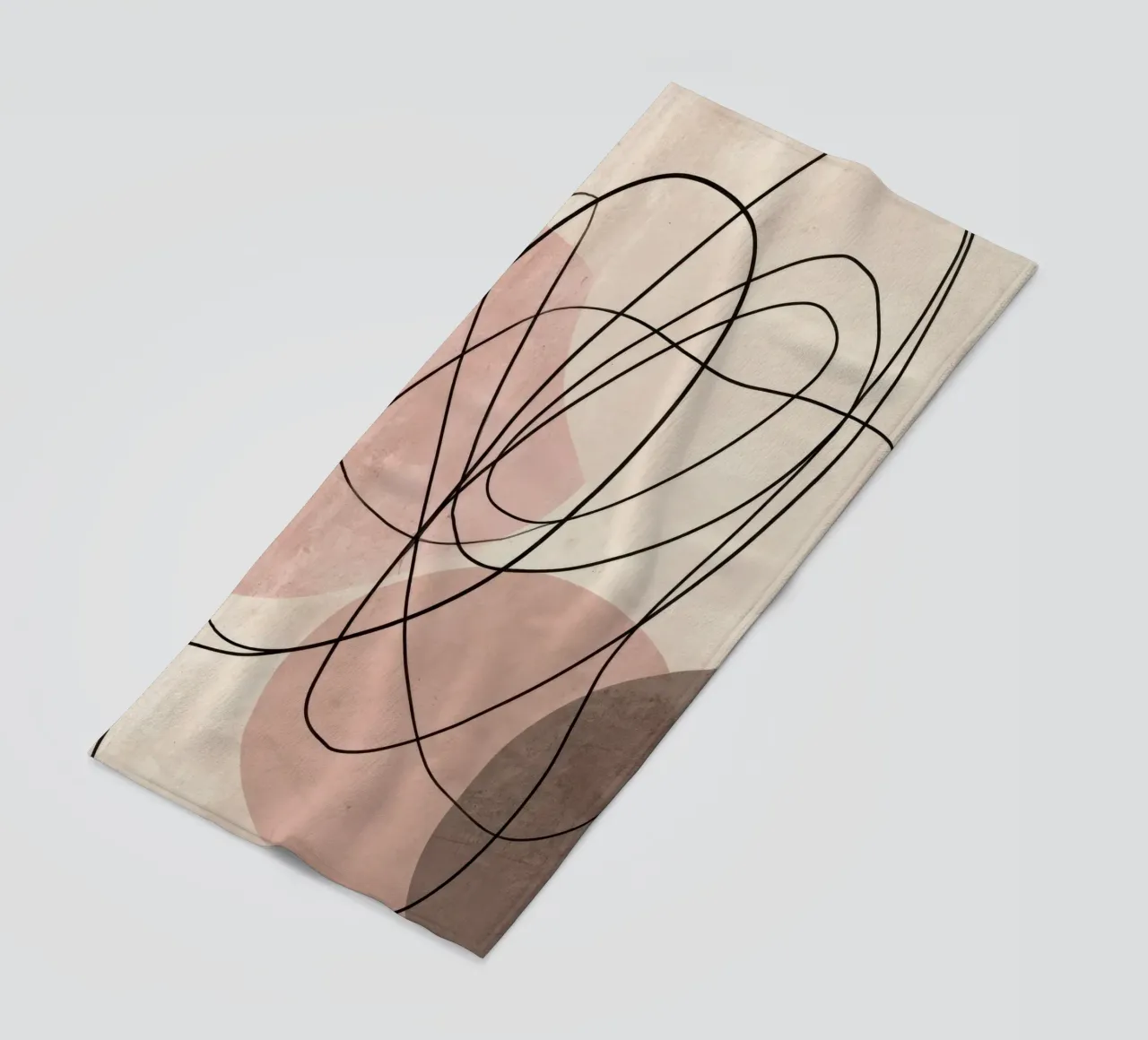Linee astratte minimaliste con morbide forme rosa telo mare da Artbyvo