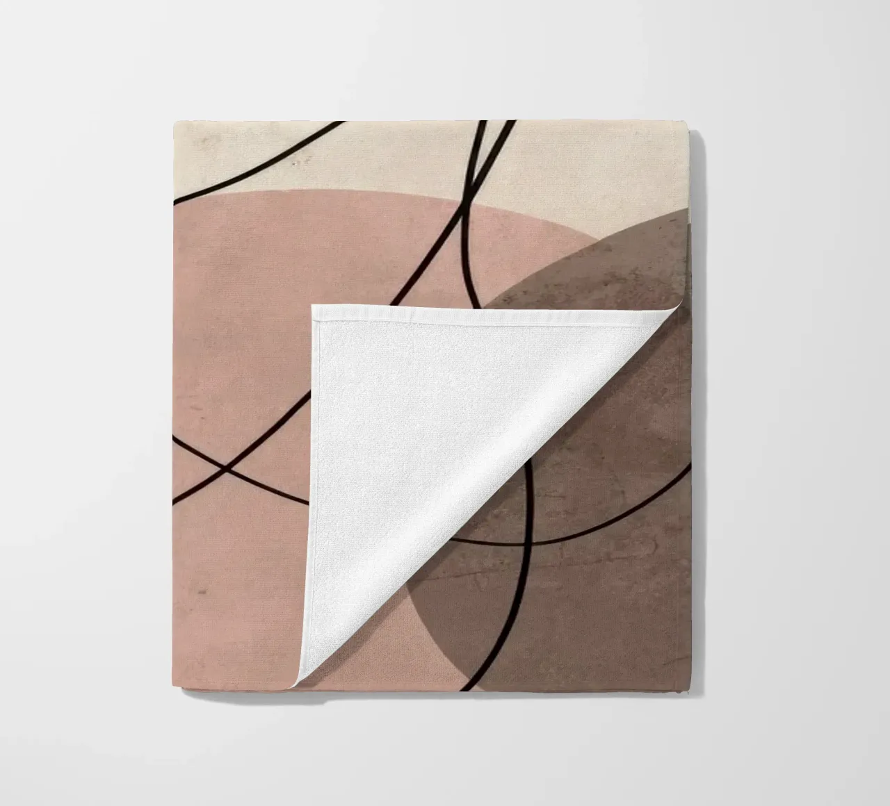 Linee astratte minimaliste con morbide forme rosa telo mare da Artbyvo