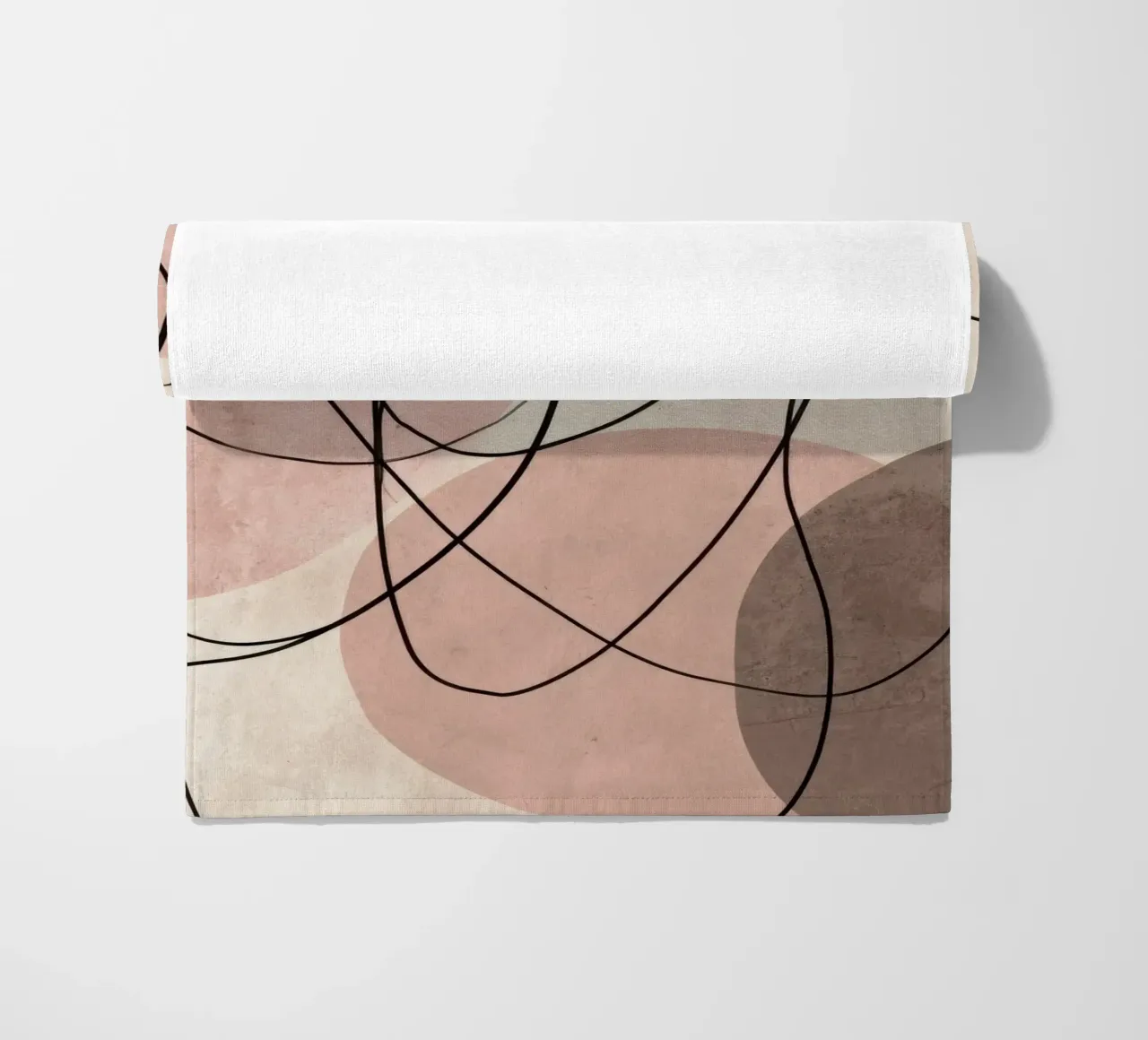 Linee astratte minimaliste con morbide forme rosa telo mare da Artbyvo