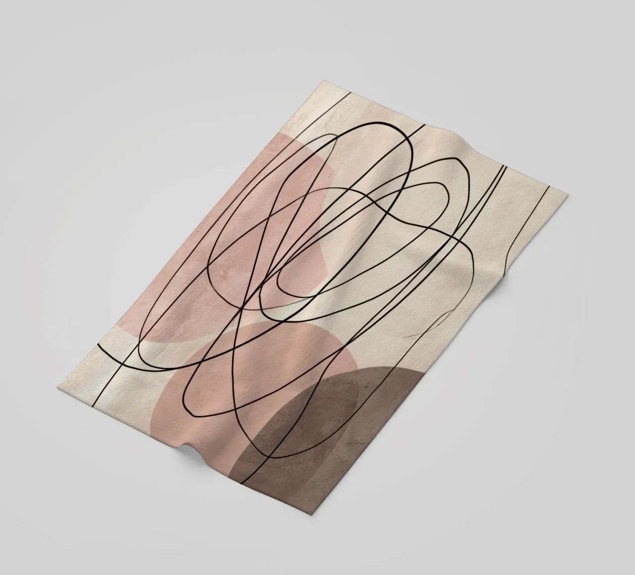 Linee astratte minimaliste con morbide forme rosa telo mare da Artbyvo