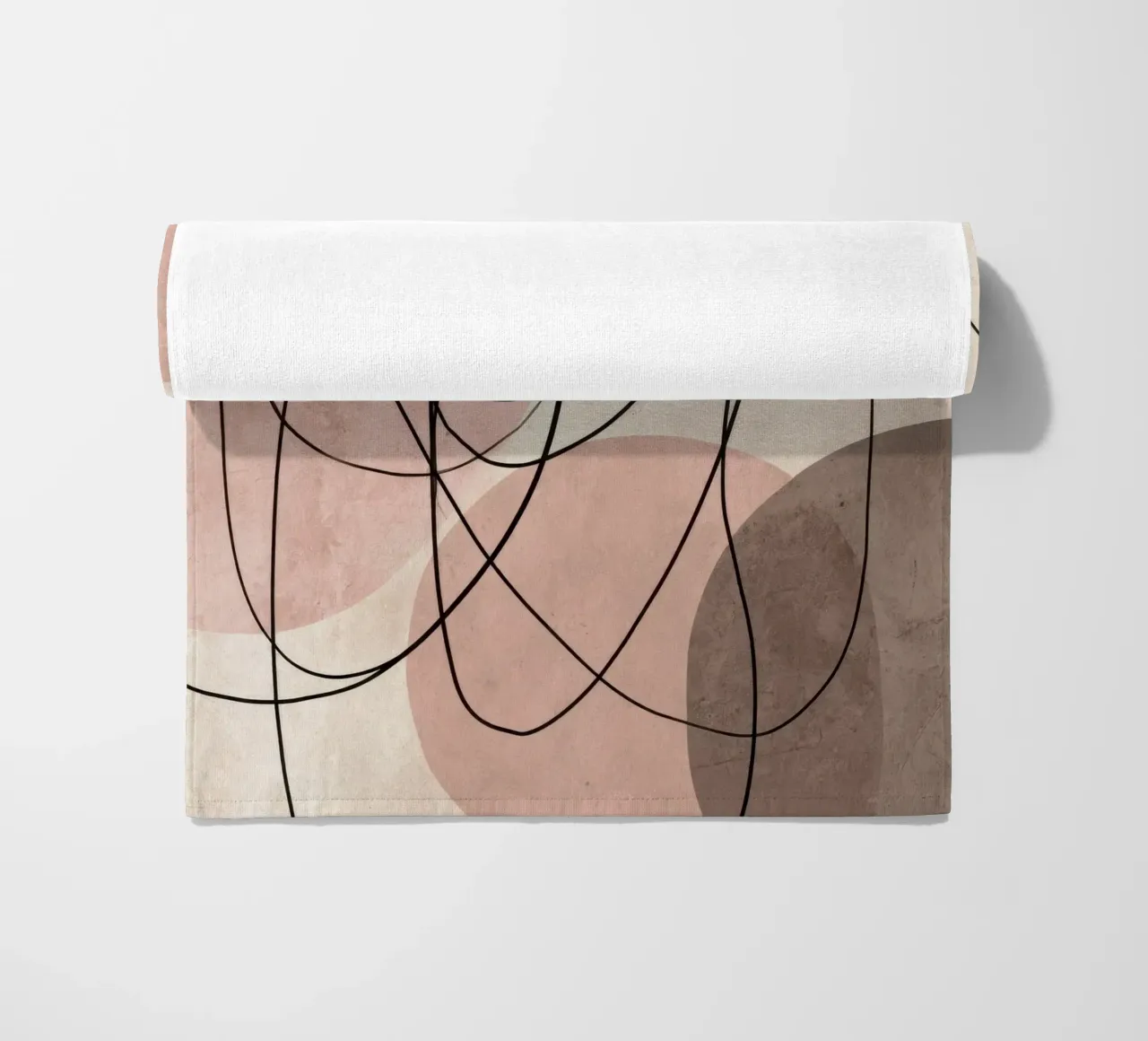 Linee astratte minimaliste con morbide forme rosa telo mare da Artbyvo