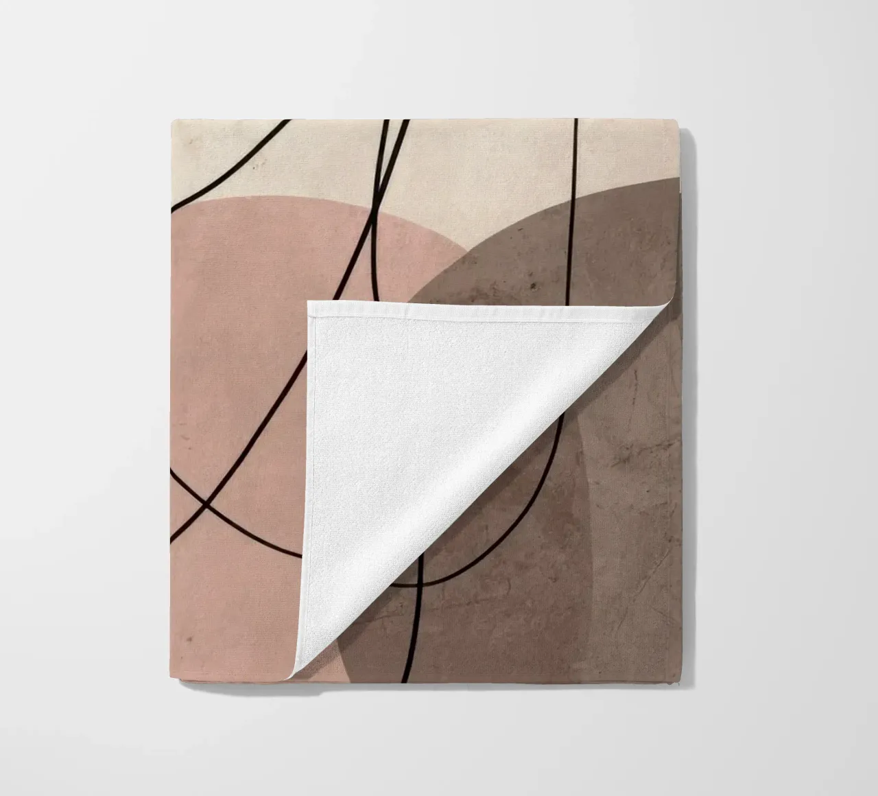 Linee astratte minimaliste con morbide forme rosa telo mare da Artbyvo
