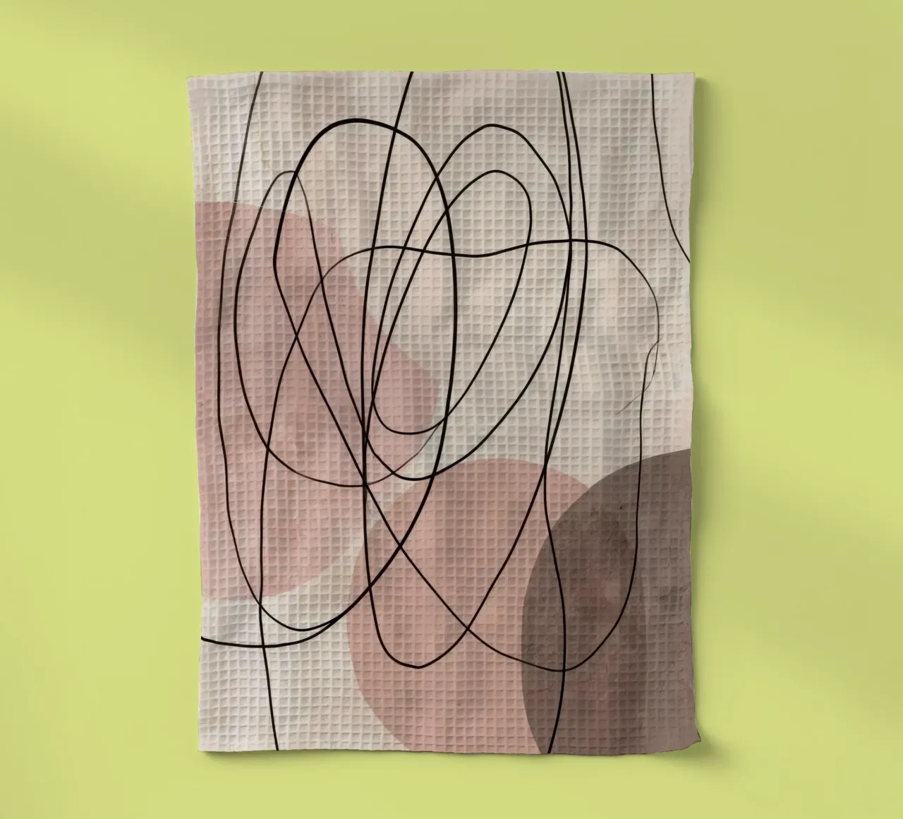 Linee astratte minimaliste con morbide forme rosa canovaccio da cucina da Artbyvo