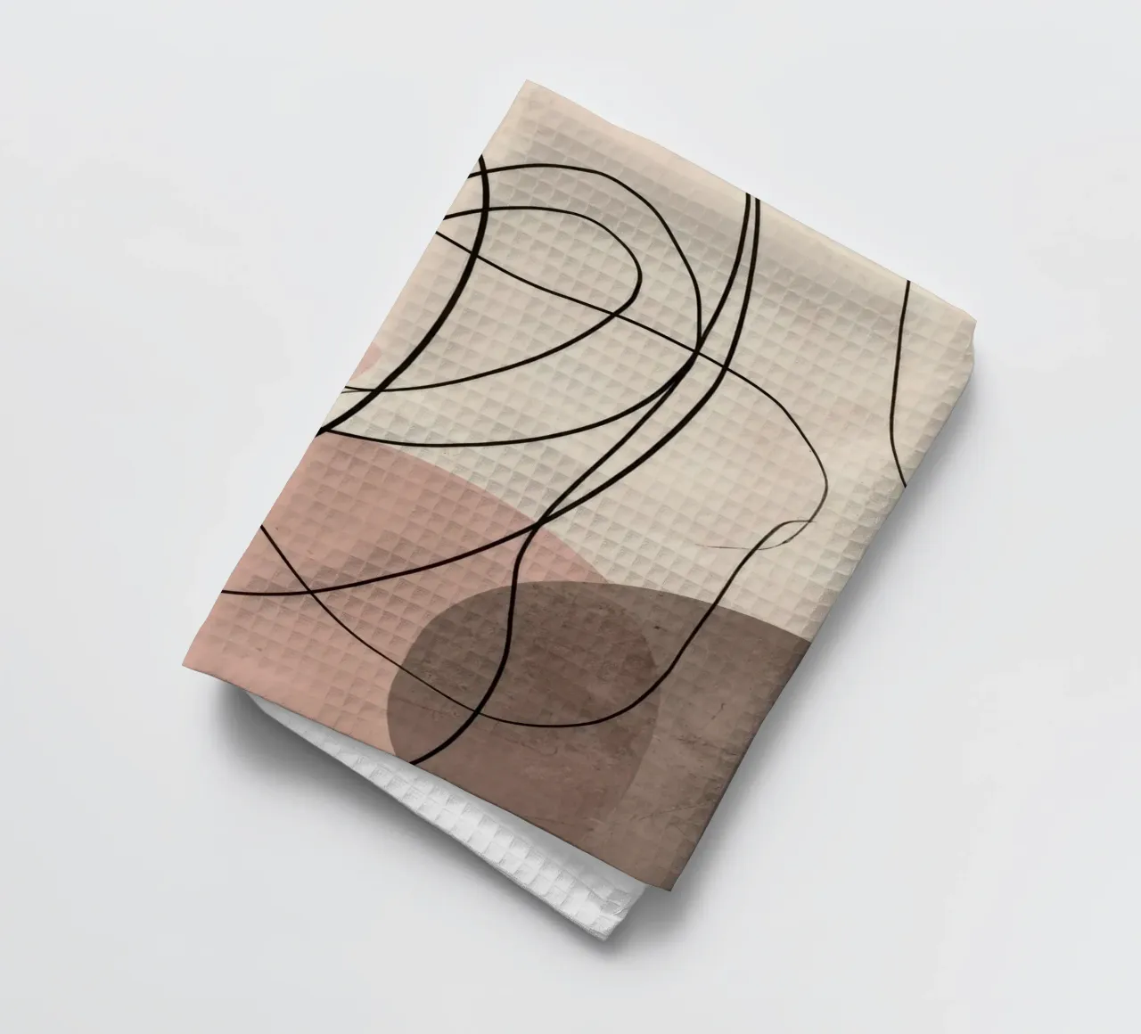 Linee astratte minimaliste con morbide forme rosa canovaccio da cucina da Artbyvo