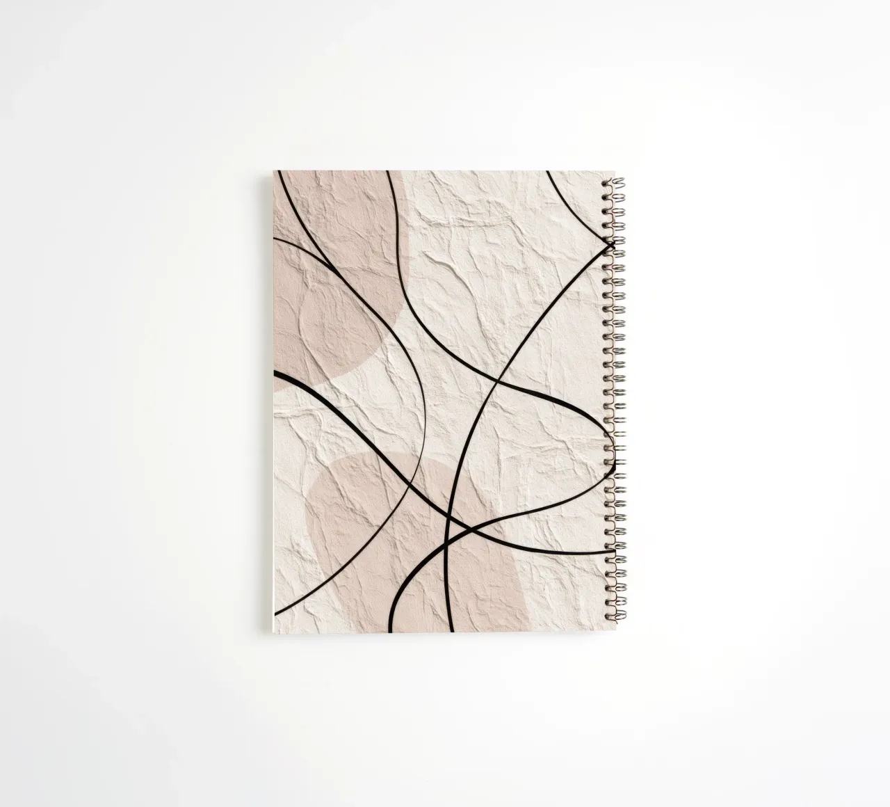 Minimalist Abstract Lines with Textured Beige Background spiral notebook by Artbyvo