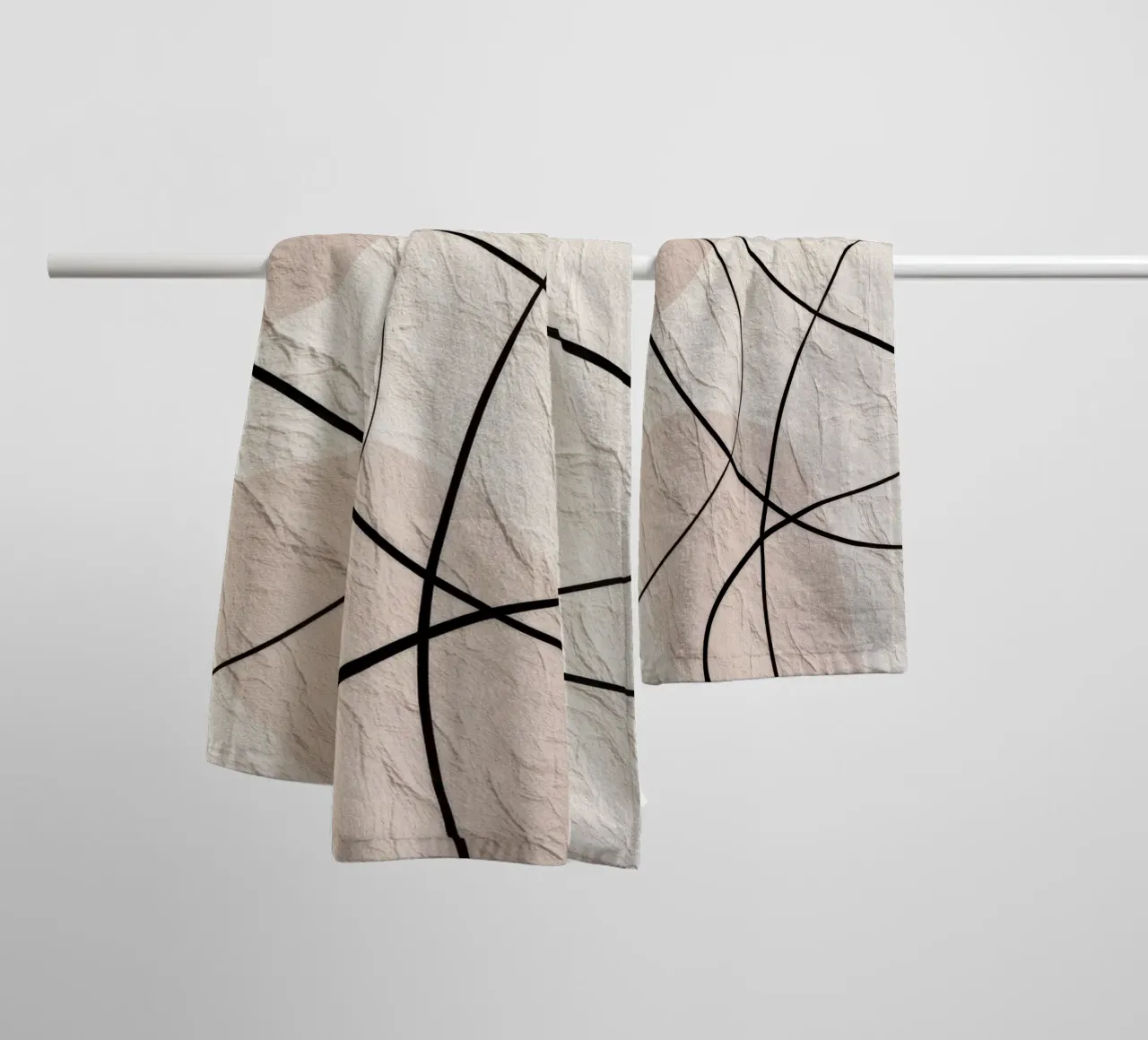 Minimalist Abstract Lines with Textured Beige Background towel by Artbyvo