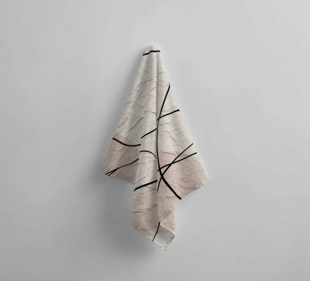 Minimalist Abstract Lines with Textured Beige Background towel by Artbyvo