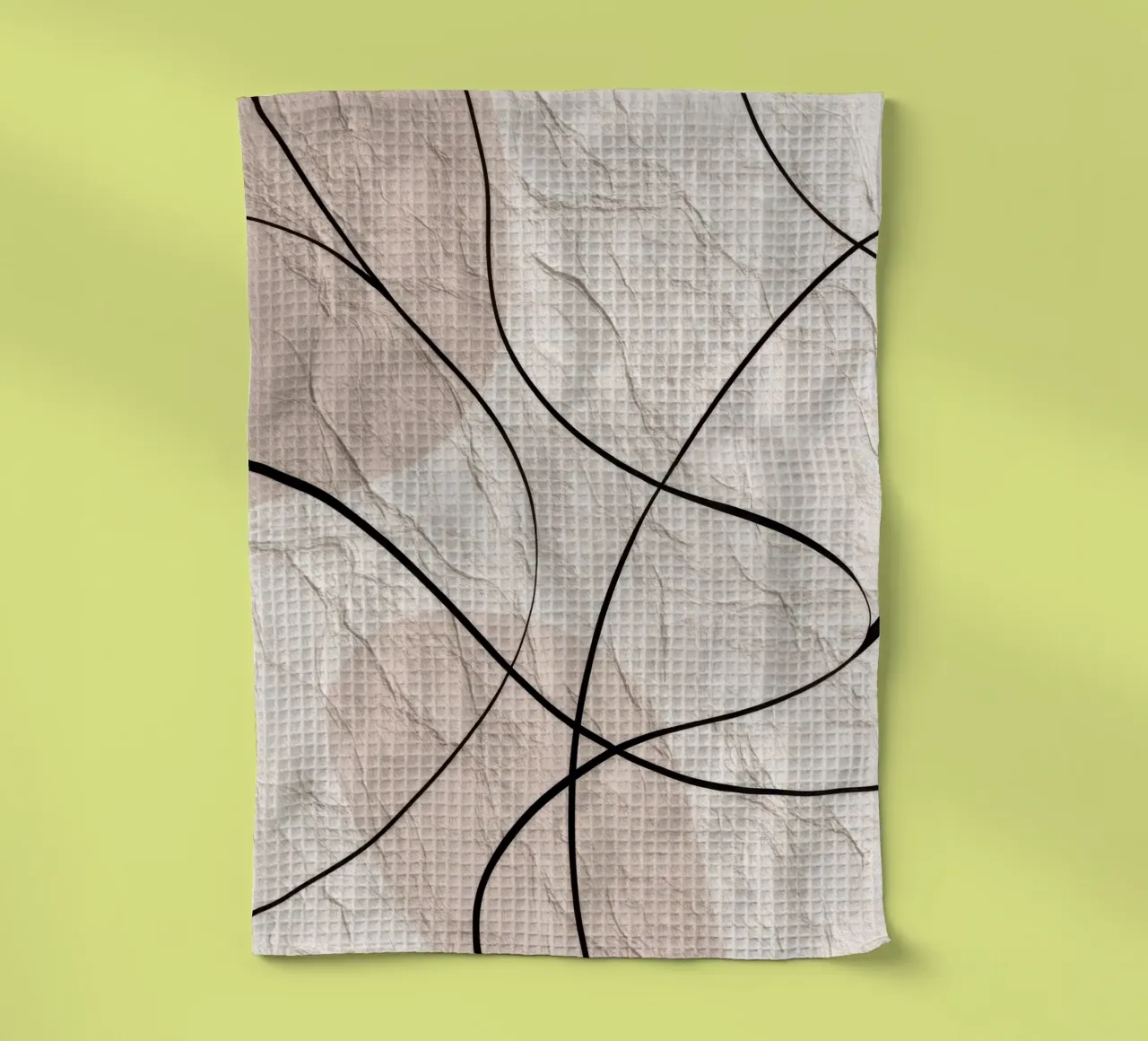 Minimalist Abstract Lines with Textured Beige Background tea towel by Artbyvo