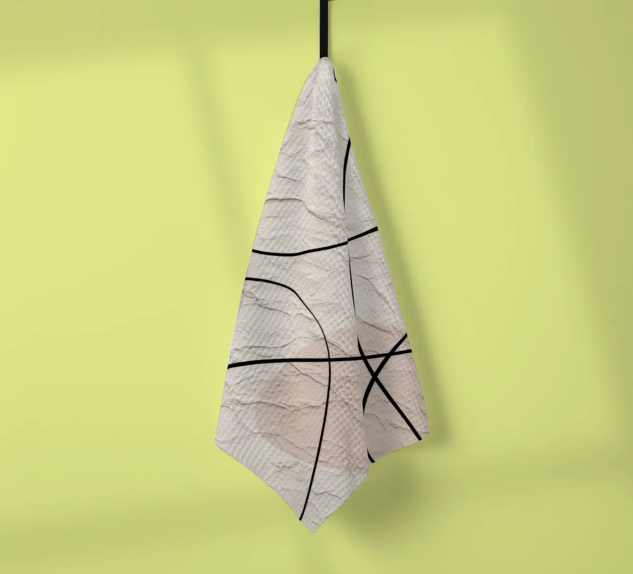 Minimalist Abstract Lines with Textured Beige Background tea towel by Artbyvo