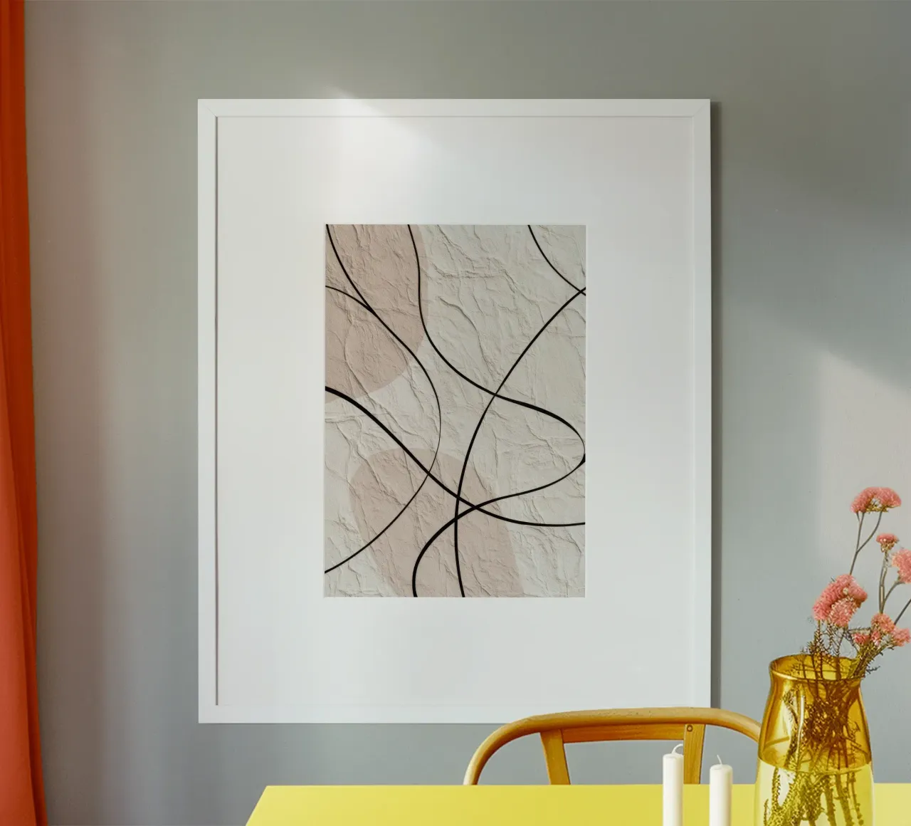 Minimalist Abstract Lines with Textured Beige Background poster by Artbyvo