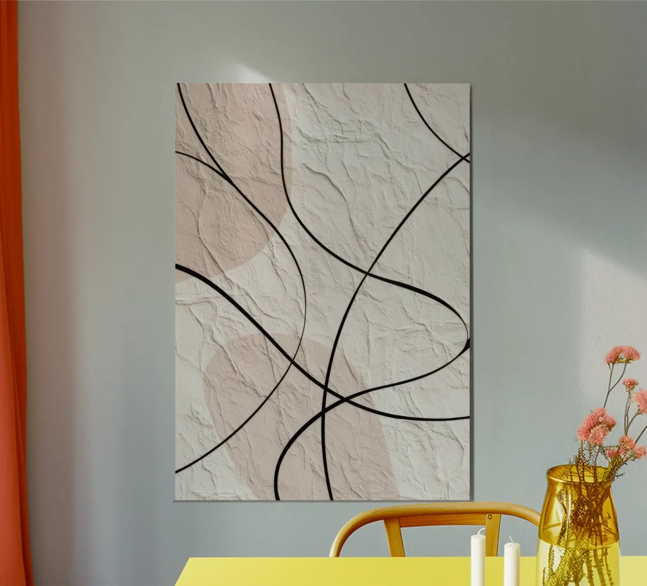 Minimalist Abstract Lines with Textured Beige Background poster by Artbyvo