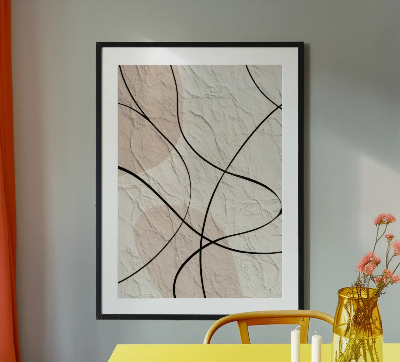 Minimalist Abstract Lines with Textured Beige Background poster by Artbyvo