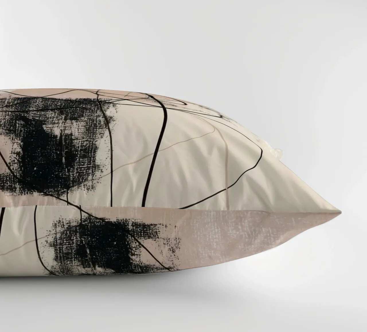 Abstract Minimalist Lines with Textured Neutral Blocks decorative cushion by Artbyvo