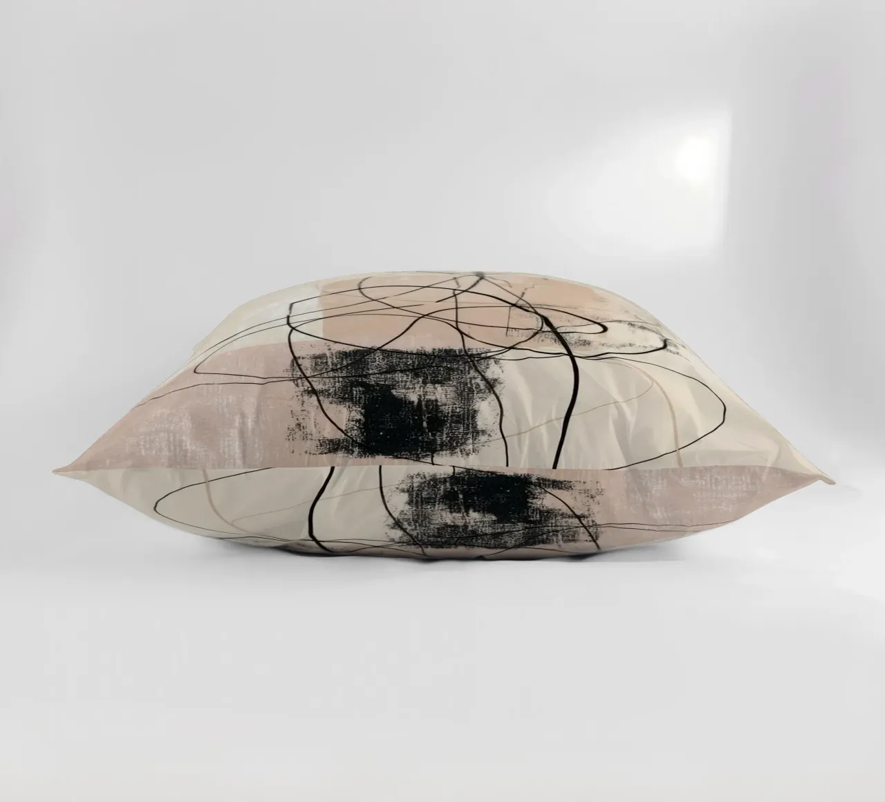 Abstract Minimalist Lines with Textured Neutral Blocks decorative cushion by Artbyvo