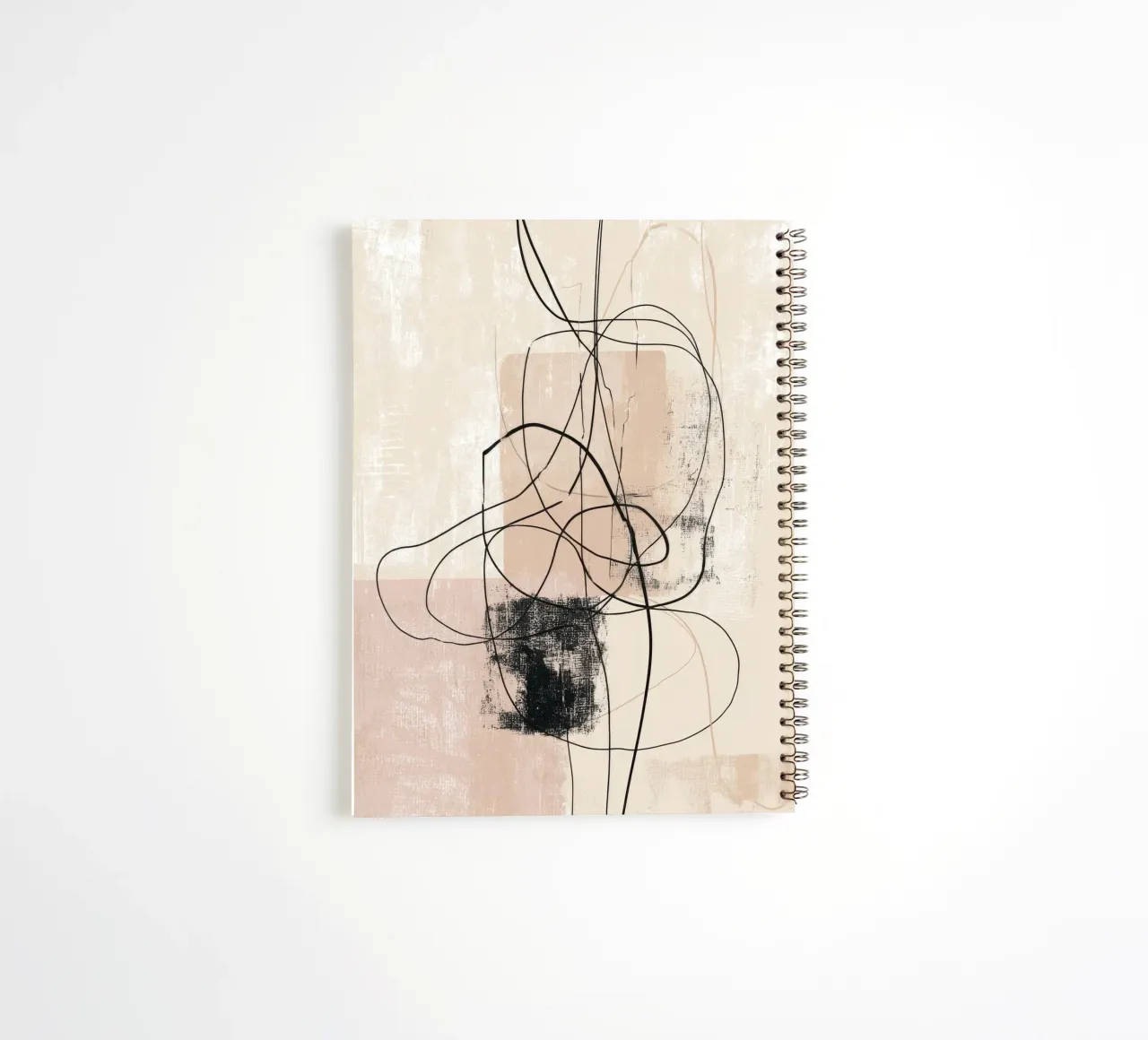 Abstract Minimalist Lines with Textured Neutral Blocks spiral notebook by Artbyvo