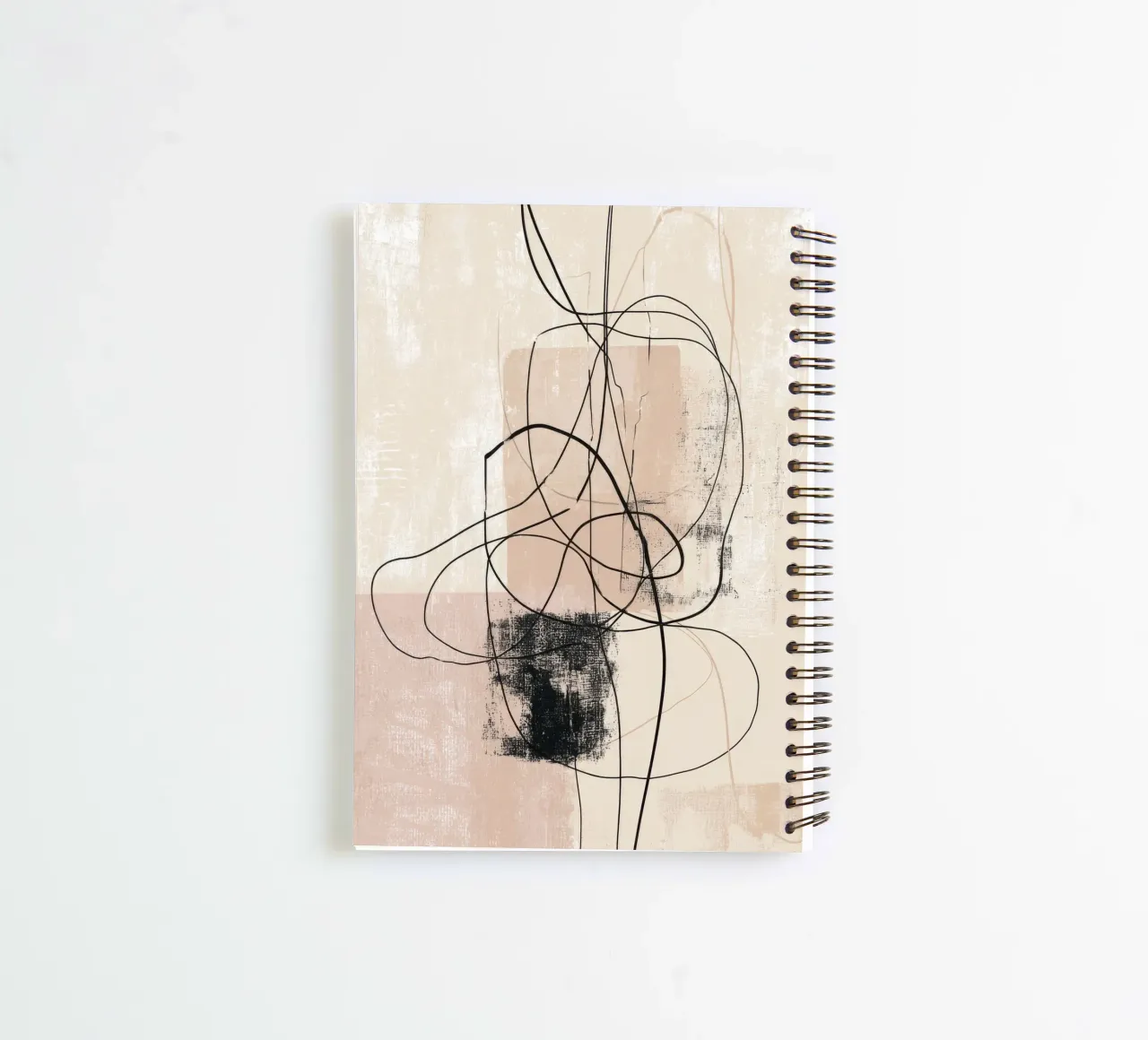 Abstract Minimalist Lines with Textured Neutral Blocks spiral notebook by Artbyvo